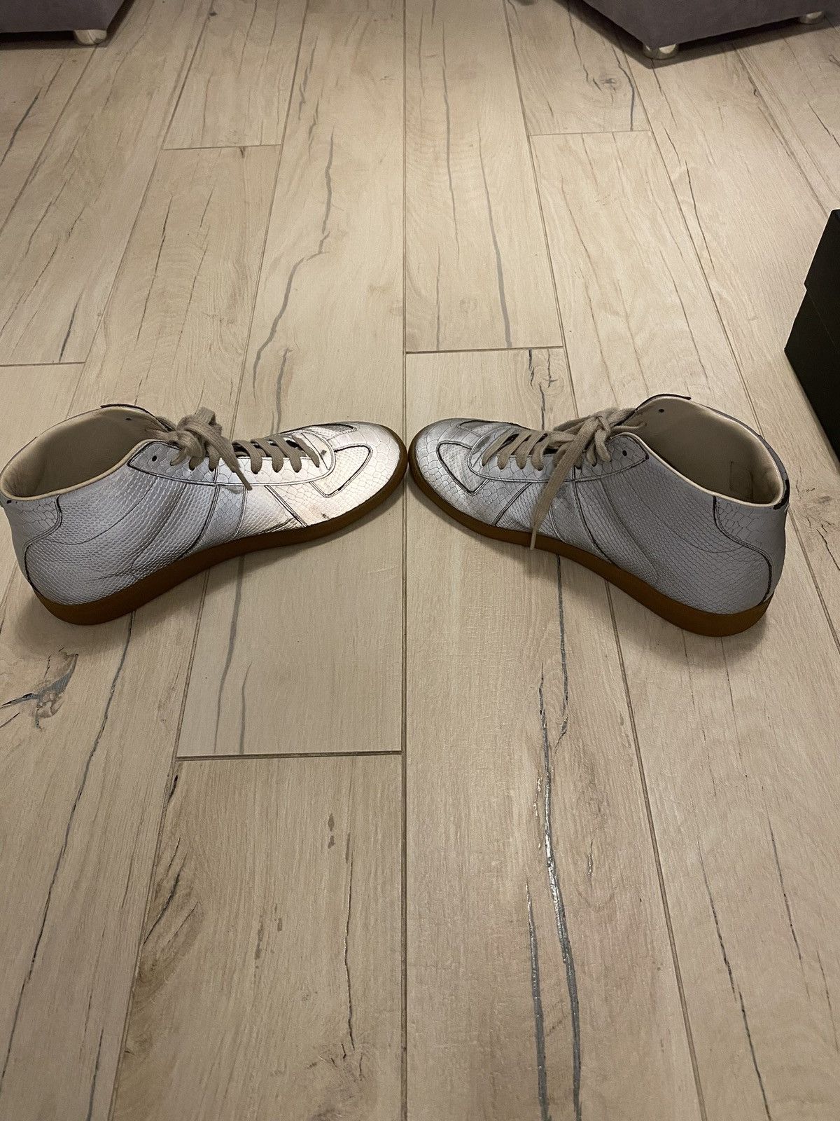 Maison Margiela Maison Margiela Snakeskin Reflective High Top Sneakers Size US 10 / EU 43 - 9 Thumbnail