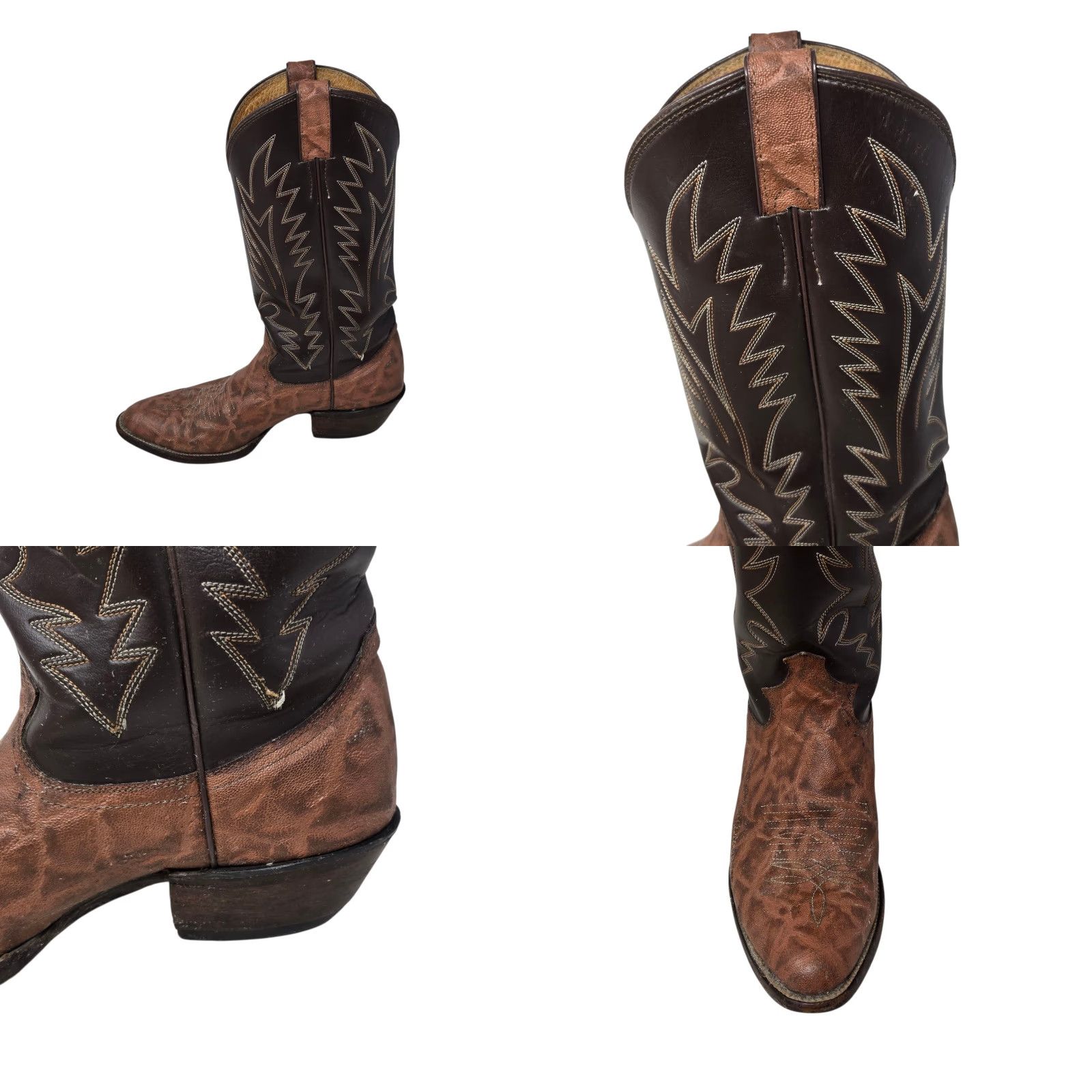 Justin Boots VINTAGE Justin Boots Boot Western Cowboy Leather D Brown Size 9 Men Shoes - read flaws readouts Size US 9 / EU 42 - 8 Thumbnail