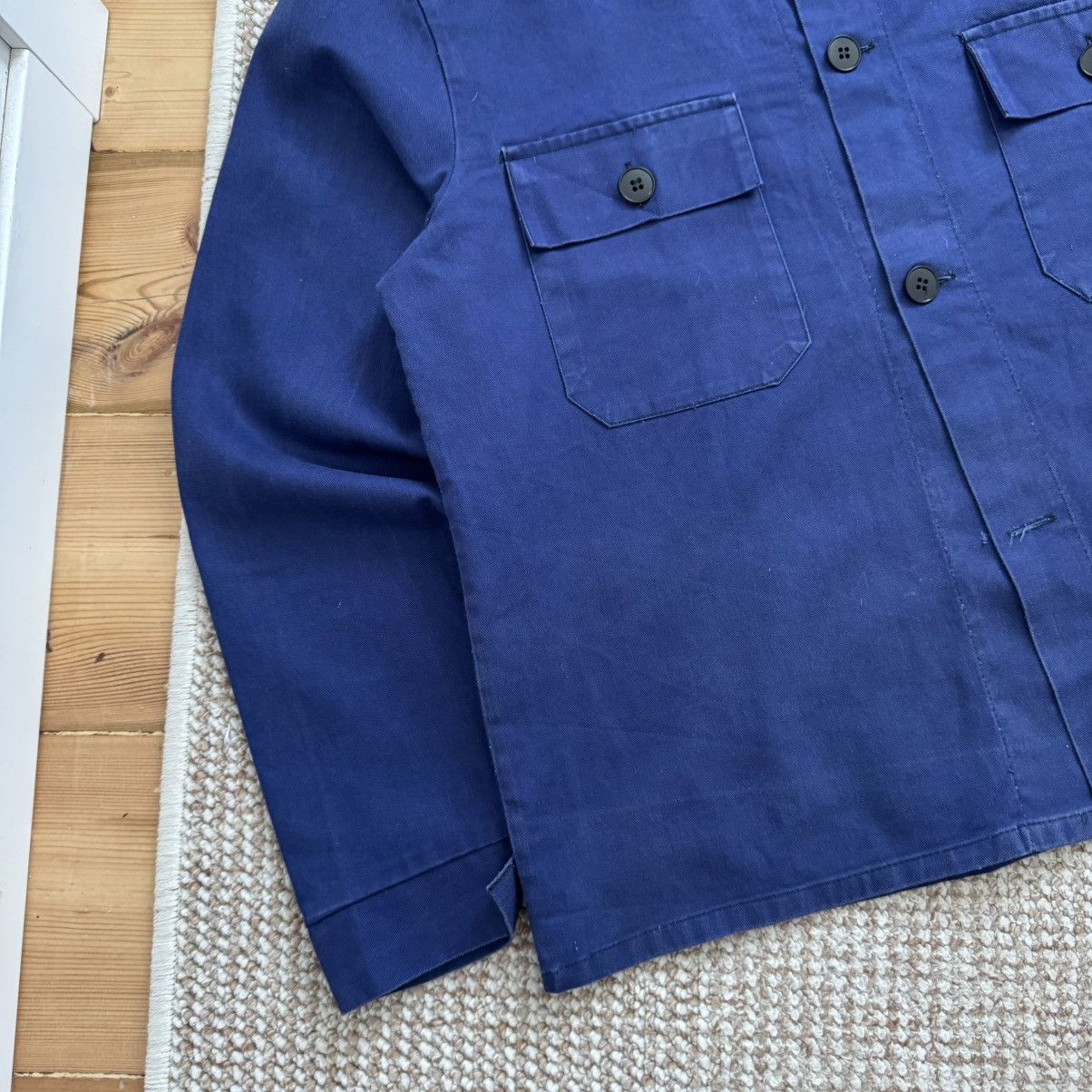 Le Laboureur 80s French Sanfor Vintage Blue Faded Cotton Works Jacket Size US M / EU 48-50 / 2 - 5 Thumbnail