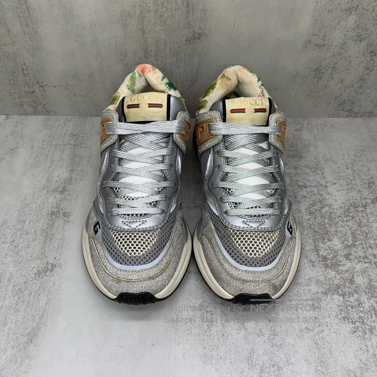 Gucci gucci ultrapace silver glitter sneakers size 37.5. Size US 7.5 / EU 40-41 - 4 Thumbnail