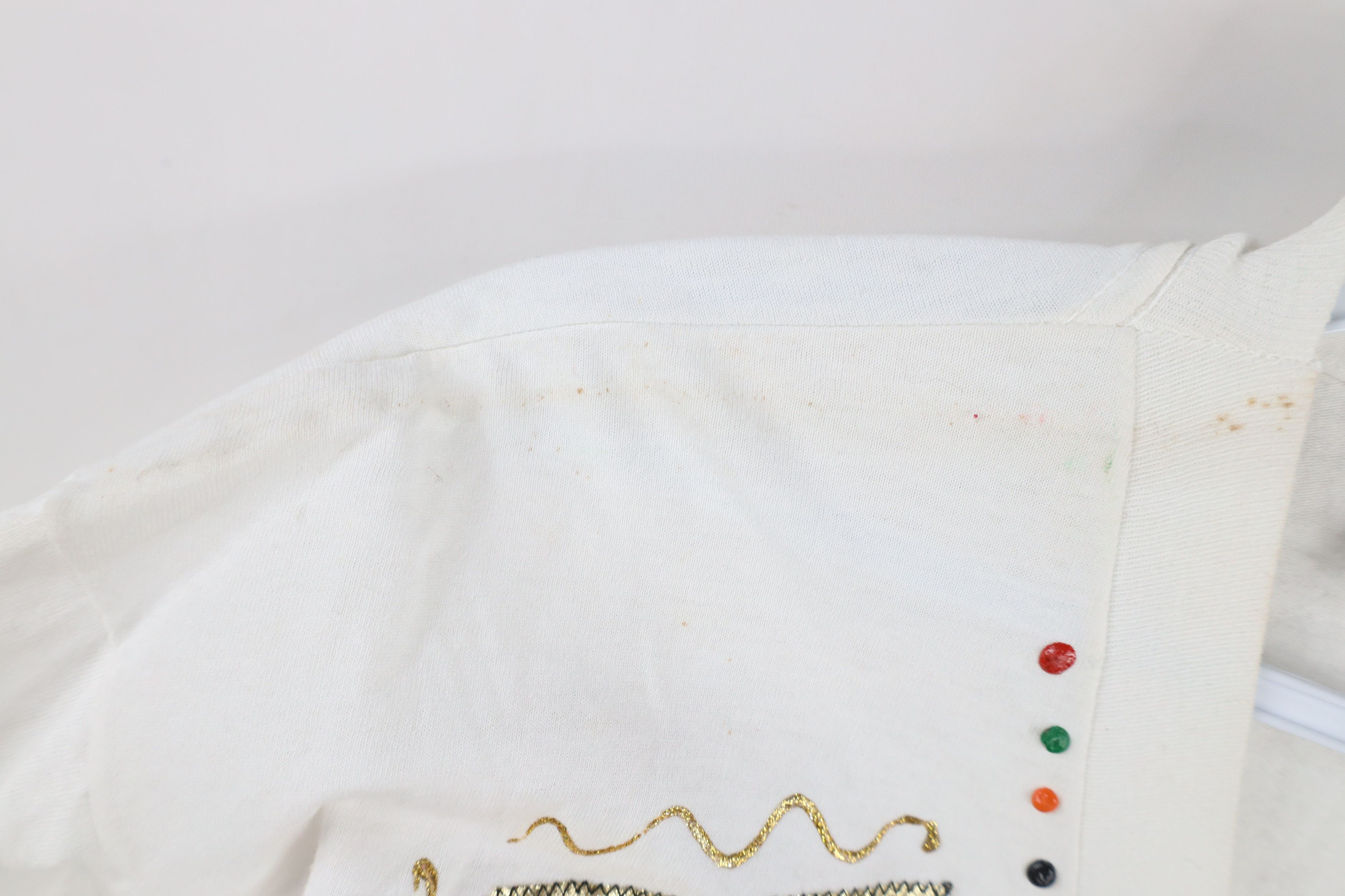 Vintage Vintage 90s Streetwear Abstract Jeweled T-Shirt White USA Size XL / US 12-14 / IT 48-50 - 5 Thumbnail