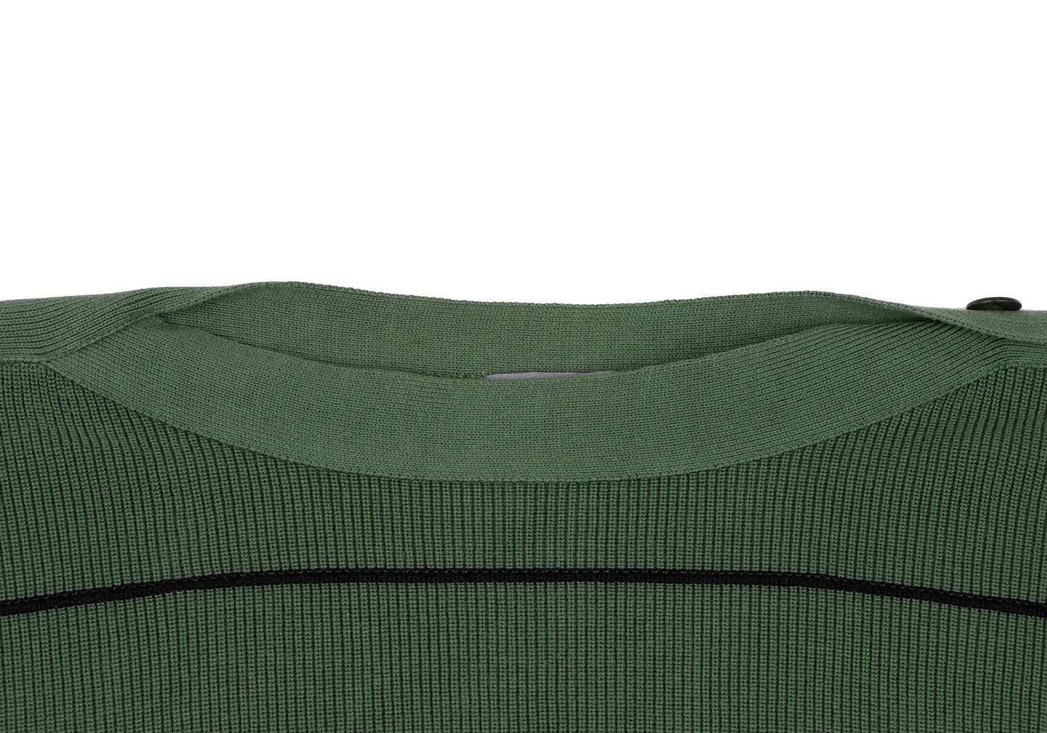 Issey Miyake Shoulder Button Striped Knit Sweater Green Black F Size US M / EU 48-50 / 2 - 3 Thumbnail
