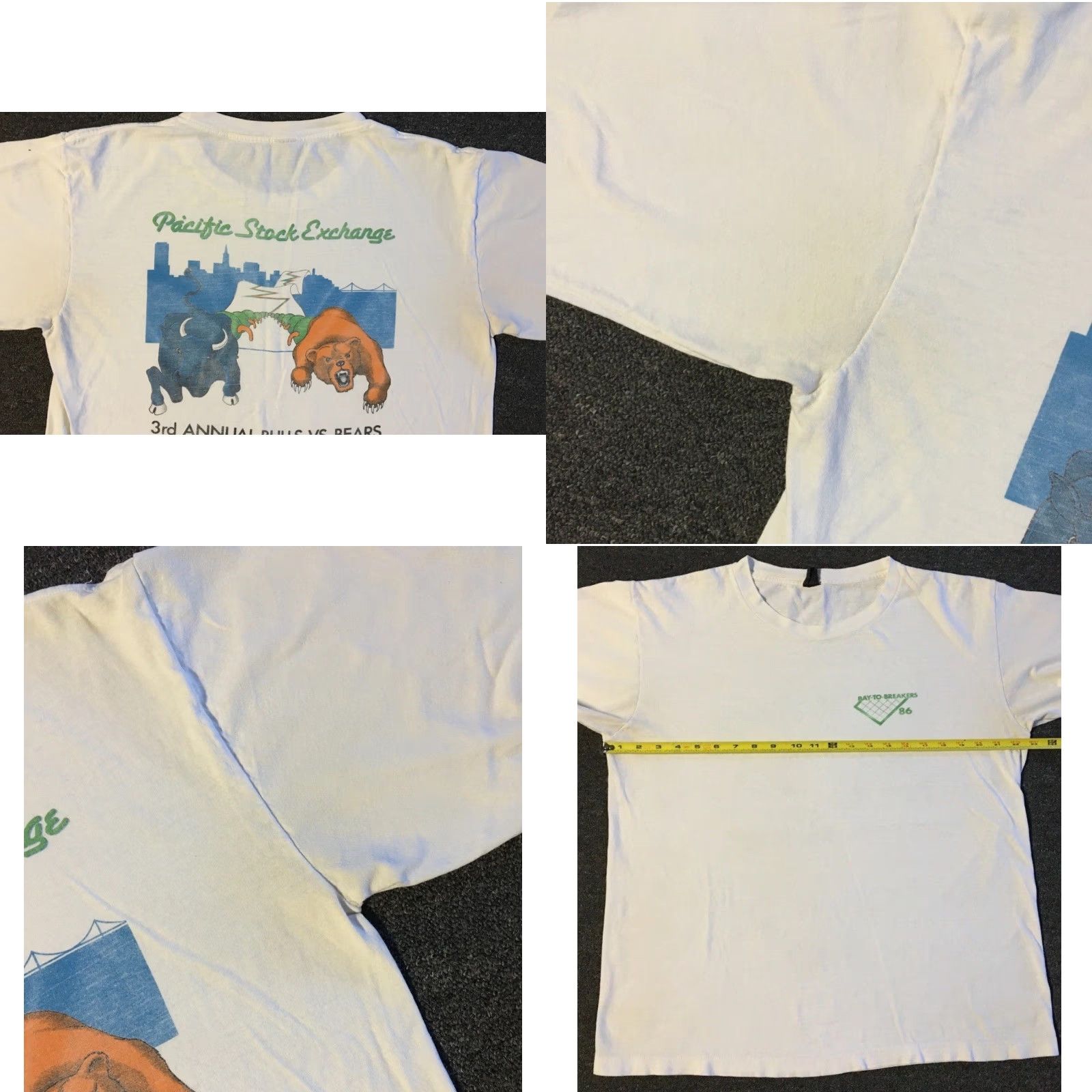 Vintage VINTAGE 80s Pacific Stock Exchange Bulls Vs Bears Faded Shirt M Money Bank Funny SF Size US M / EU 48-50 / 2 - 10 Thumbnail