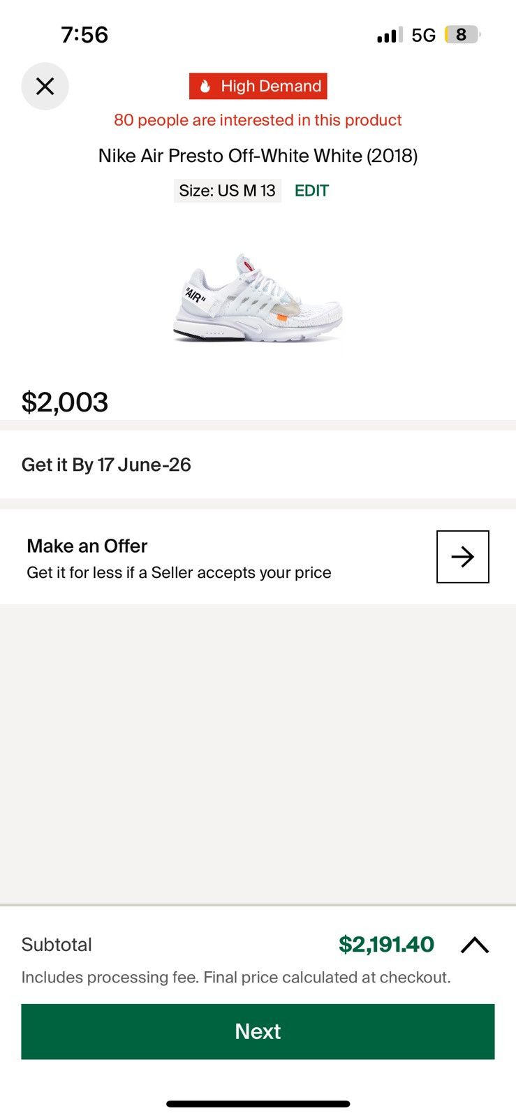 Nike Nike Air Presto Off-White (2018) Size US 13 / EU 46 - 12 Thumbnail