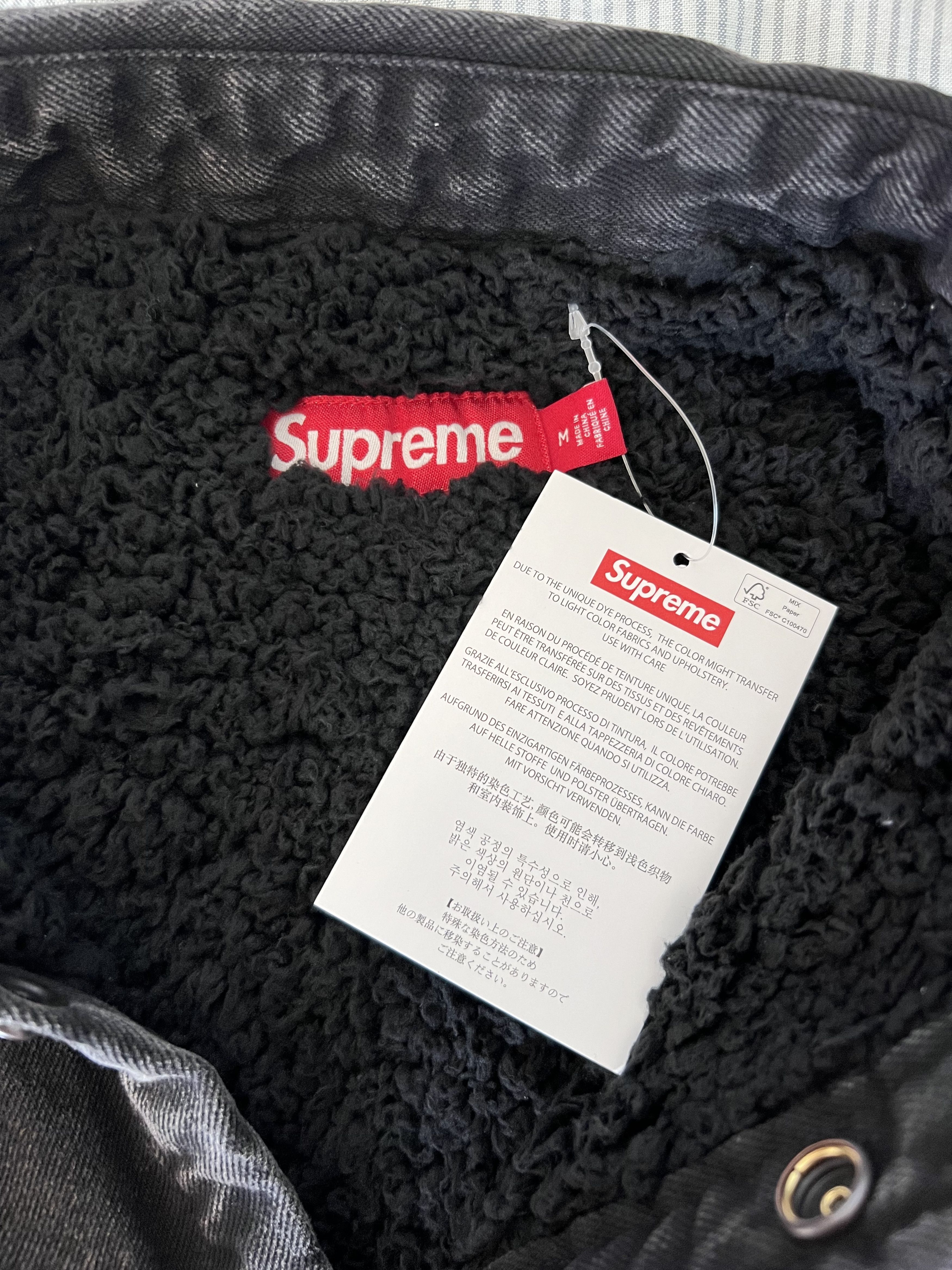 Supreme Supreme Faux Shearling Denim Work Shirt in Black Size US M / EU 48-50 / 2 - 6 Thumbnail