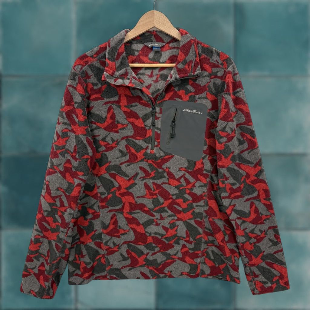 Eddie Bauer Eddie Bauer First Ascent Fleece Pullover Mens Medium Gray Red Camo 1/4 Zip Camp Size US M / EU 48-50 / 2 - 1 Thumbnail