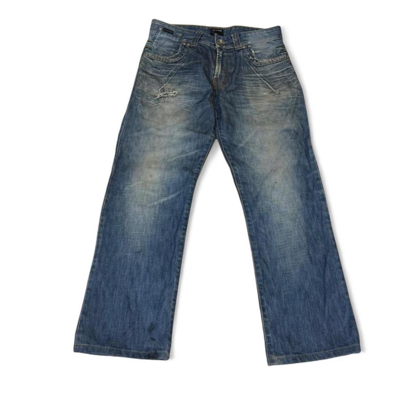 True Religion ENERGIE Y2K blue denim jeans with unique embroidery Size US 31 - 1 Thumbnail