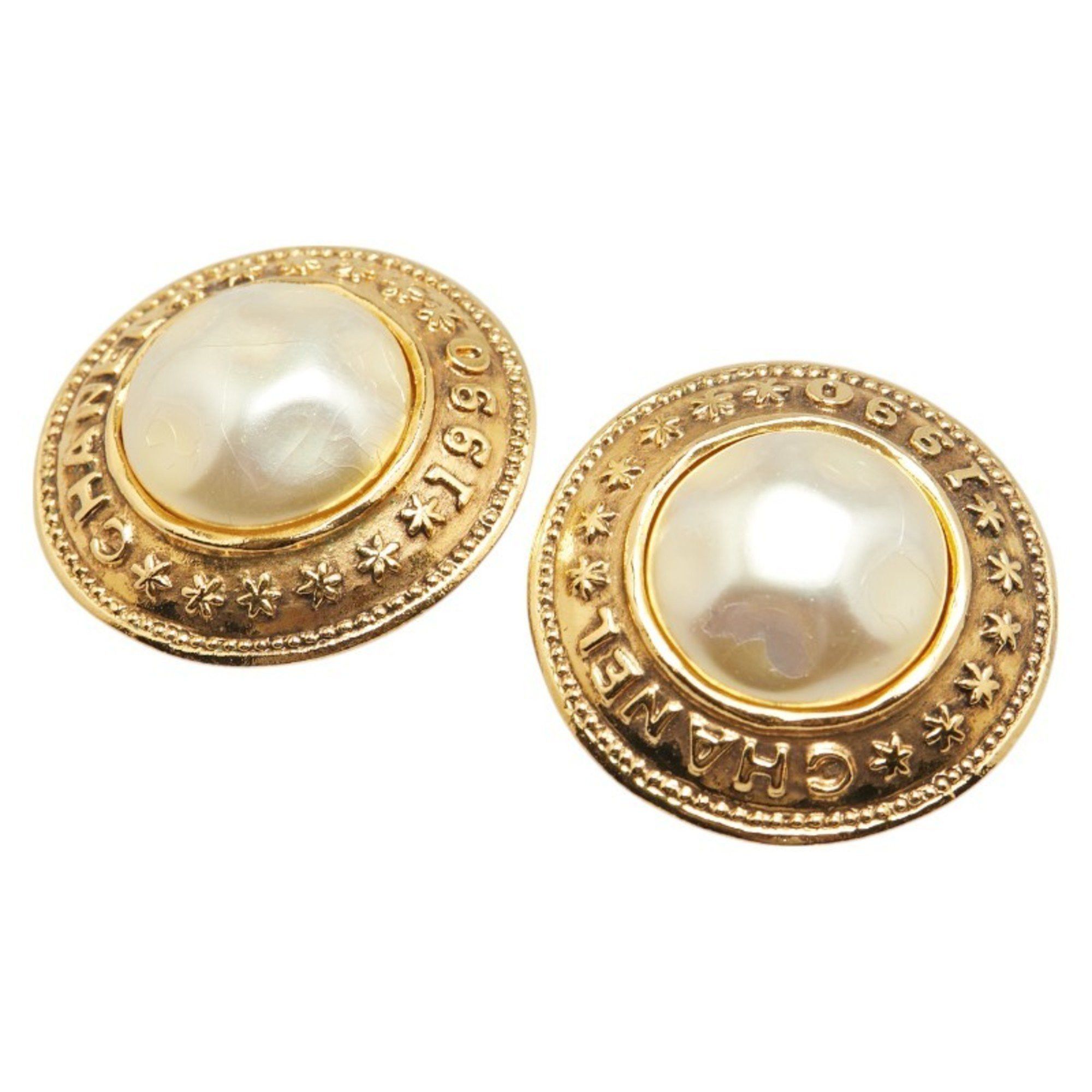 Chanel CHANEL Vintage Pearl Earrings, Gold Plated, Women's Size ONE SIZE - 1 Thumbnail