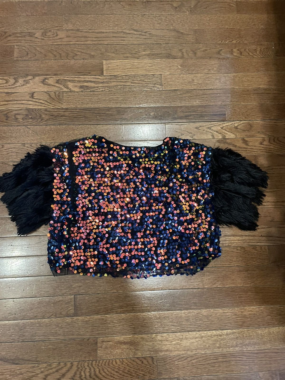 Other Multi-coloured sequin crop top with faux feathered sleeves Size M / US 6-8 / IT 42-44 - 2 Thumbnail