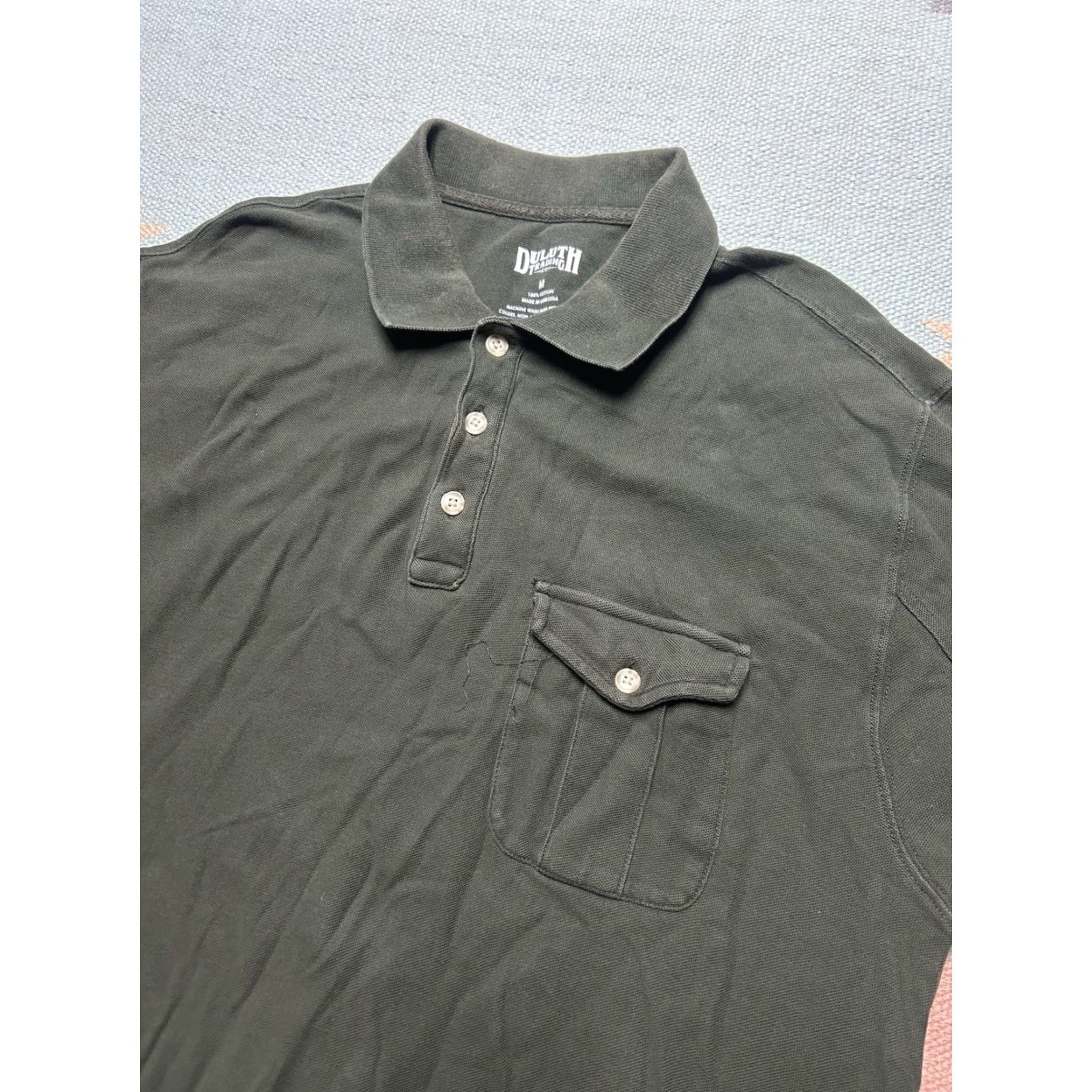 CO Duluth Trading Co Long Sleeve Polo Shirt Cotton Heavy One Pocket Green Medium Mens Polo Shirt Size US M / EU 48-50 / 2 - 3 Thumbnail