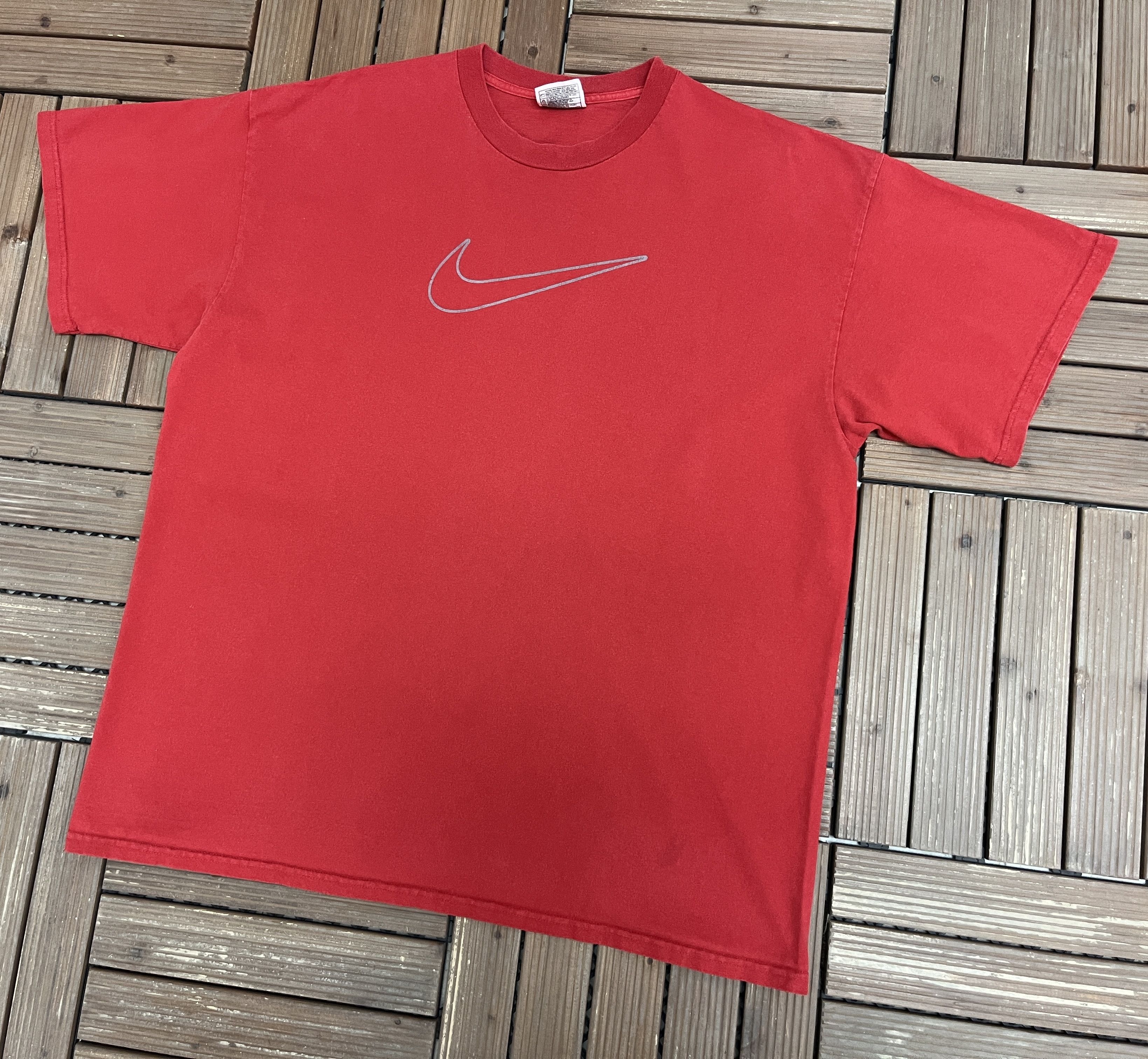 Nike × Vintage Nike Swoosh Vintage Red T-Shirt Tee Size US XL / EU 56 / 4 - 3 Thumbnail