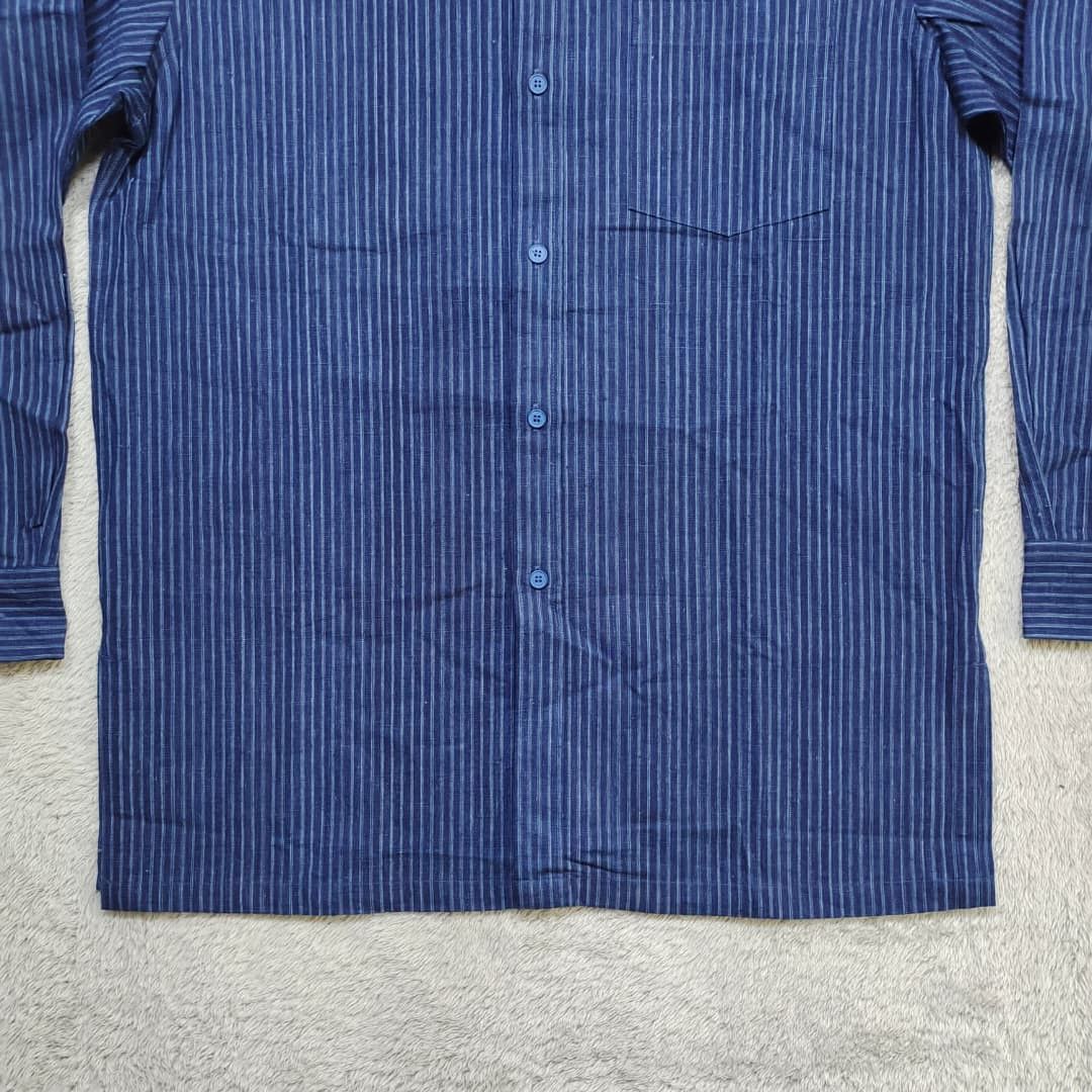 Japanese Brand SASAKURA GENSHO INDIGO STRIPE DENIM LONG SLEEVE BUTTON SHIRT Size US M / EU 48-50 / 2 - 4 Thumbnail
