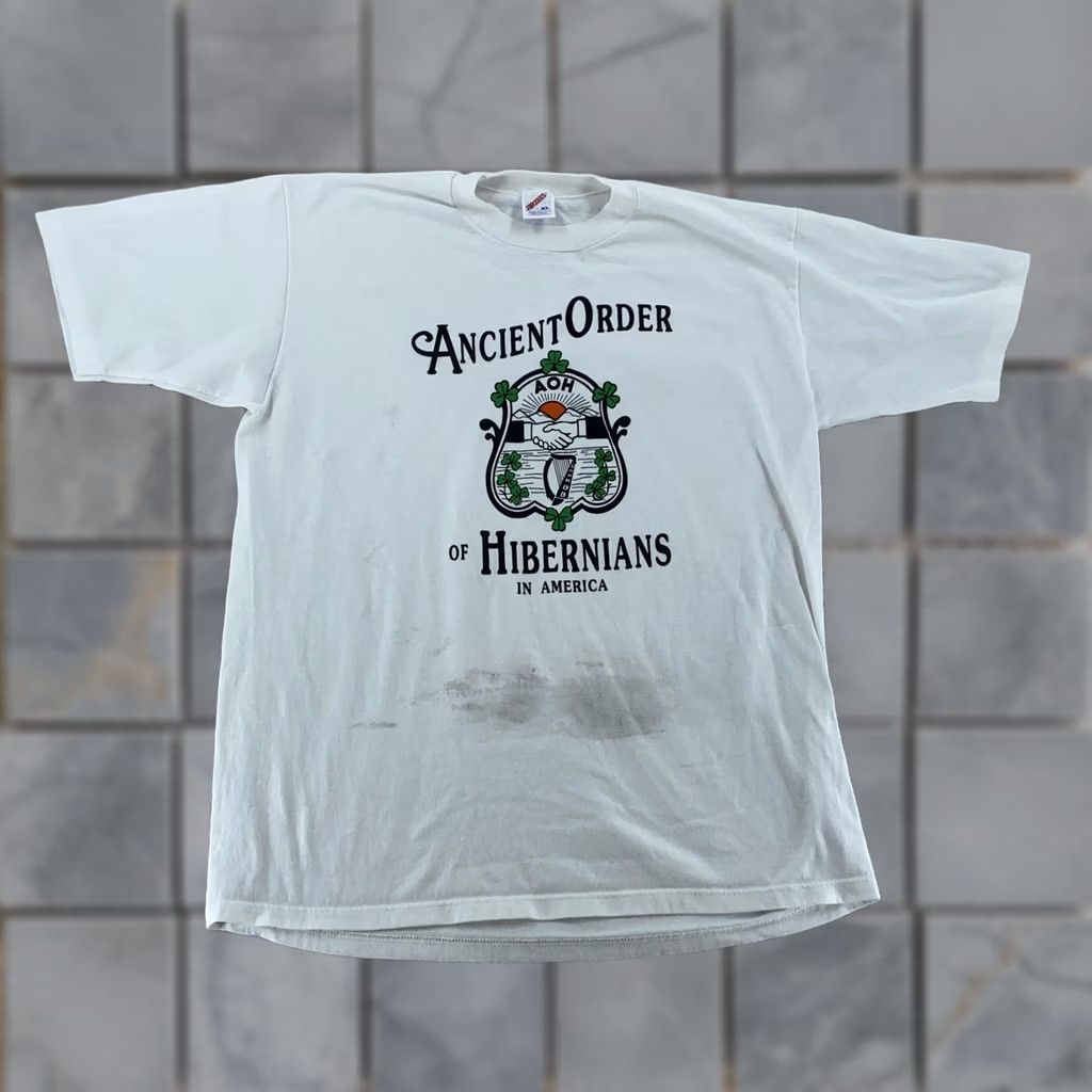 Jerzees VINTAGE AOH Shirt Mens L Irish USA 90s Crest Jersey ZERIES? Size US L / EU 52-54 / 3 - 1 Thumbnail