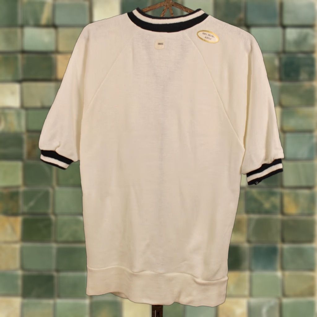 Hanes VTG Hanes 1960s White Navy Short Sleeve Sweatshirt TShirt Sz S / 60s NOS Shirt Mens Size US S / EU 44-46 / 1 - 1 Thumbnail