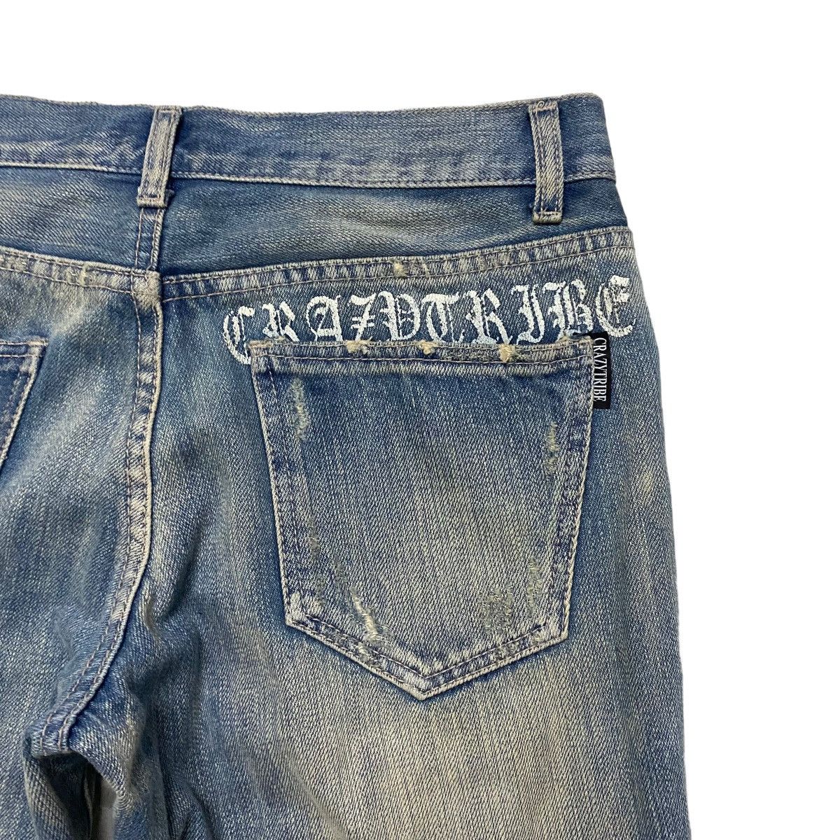Japanese Brand CRAZY TRIBE Denim Thrashed Jeans Size US 31 - 13 Thumbnail