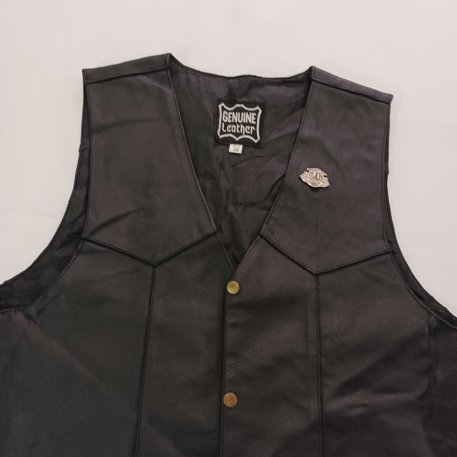 Genuine Leather Genuine Leather Men's Black Real Leather Snap Button Vest 48 Size US M / EU 48-50 / 2 - 9 Thumbnail