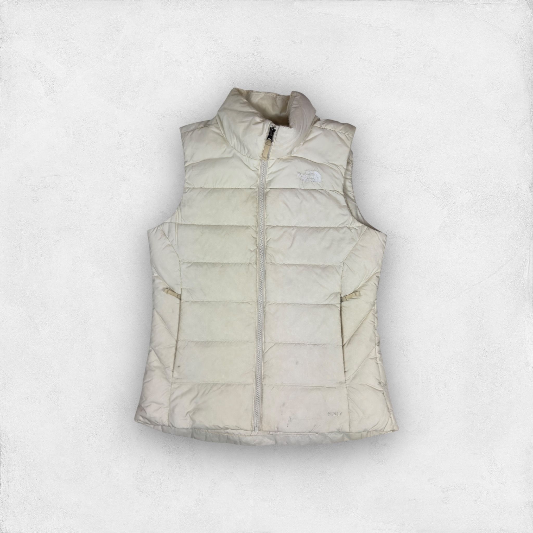 The North Face 550 Women's Beige Full Zip Puffer Vest Small