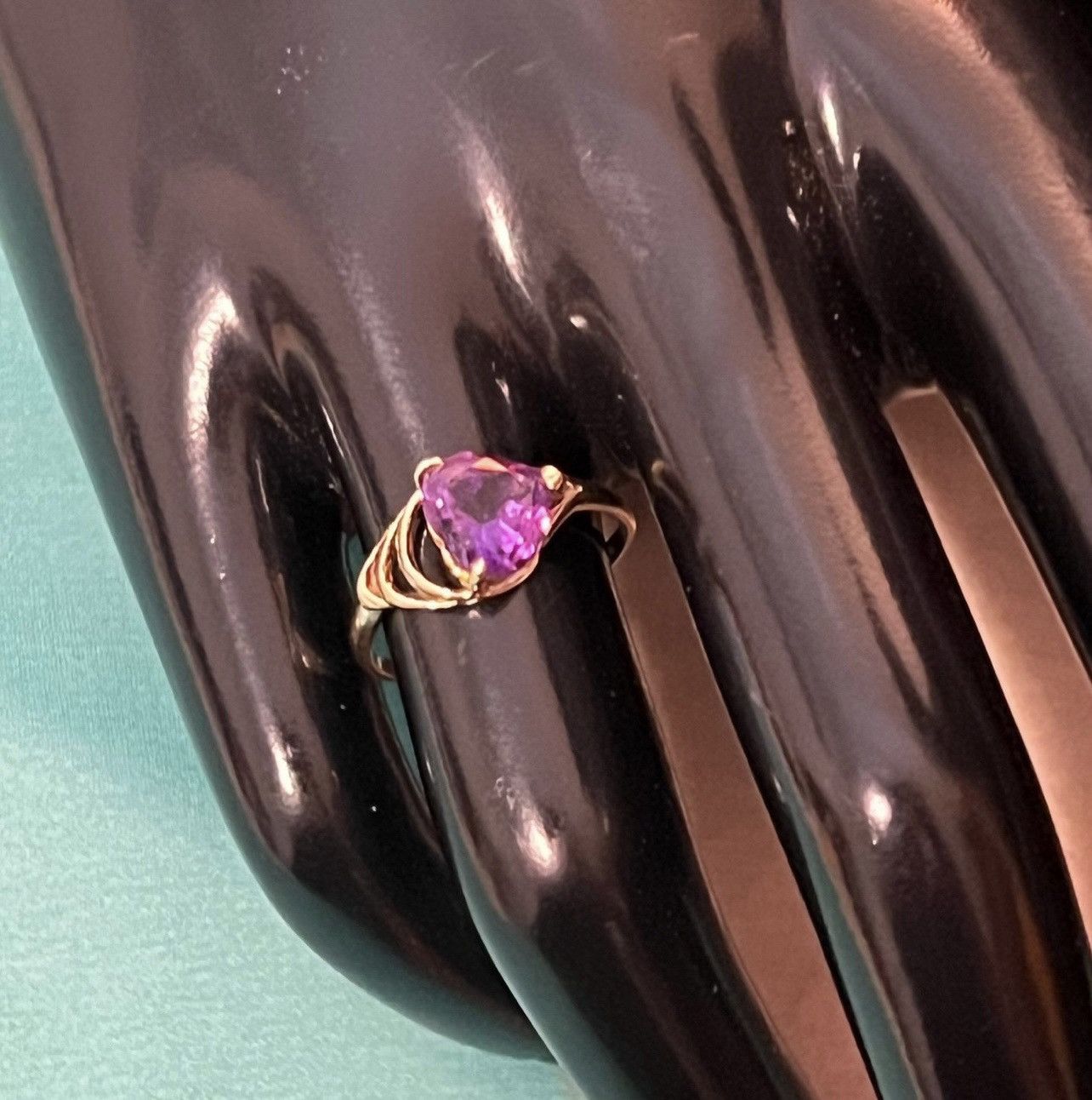 Other 14K Gold Amethyst Heart Ring Size ONE SIZE - 12 Thumbnail