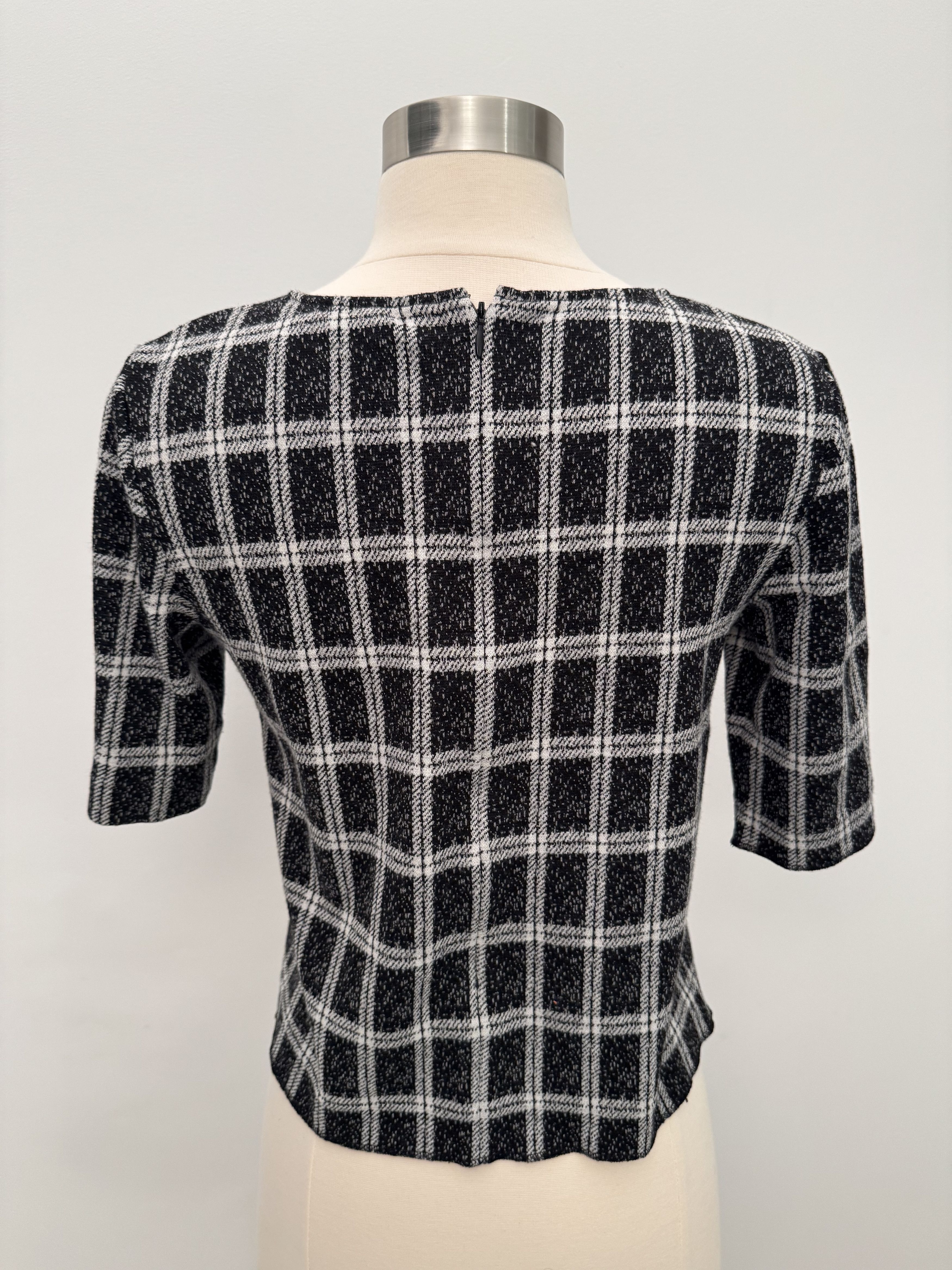Theory Theory Black Bixion Plaid Zip Shell Short Sleeve Top - Small Size S / US 4 / IT 40 - 4 Thumbnail
