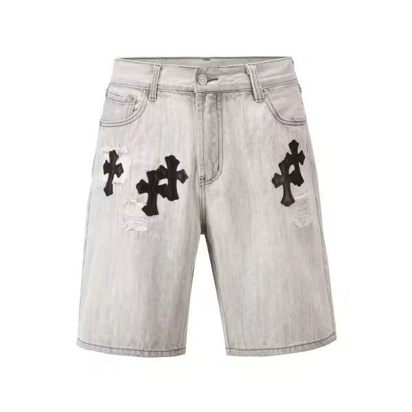 Designer × Vintage Gothic Washed Ripped Holes Patchwork Cross Print Shorts Size US 36 / EU 52 - 1 Thumbnail