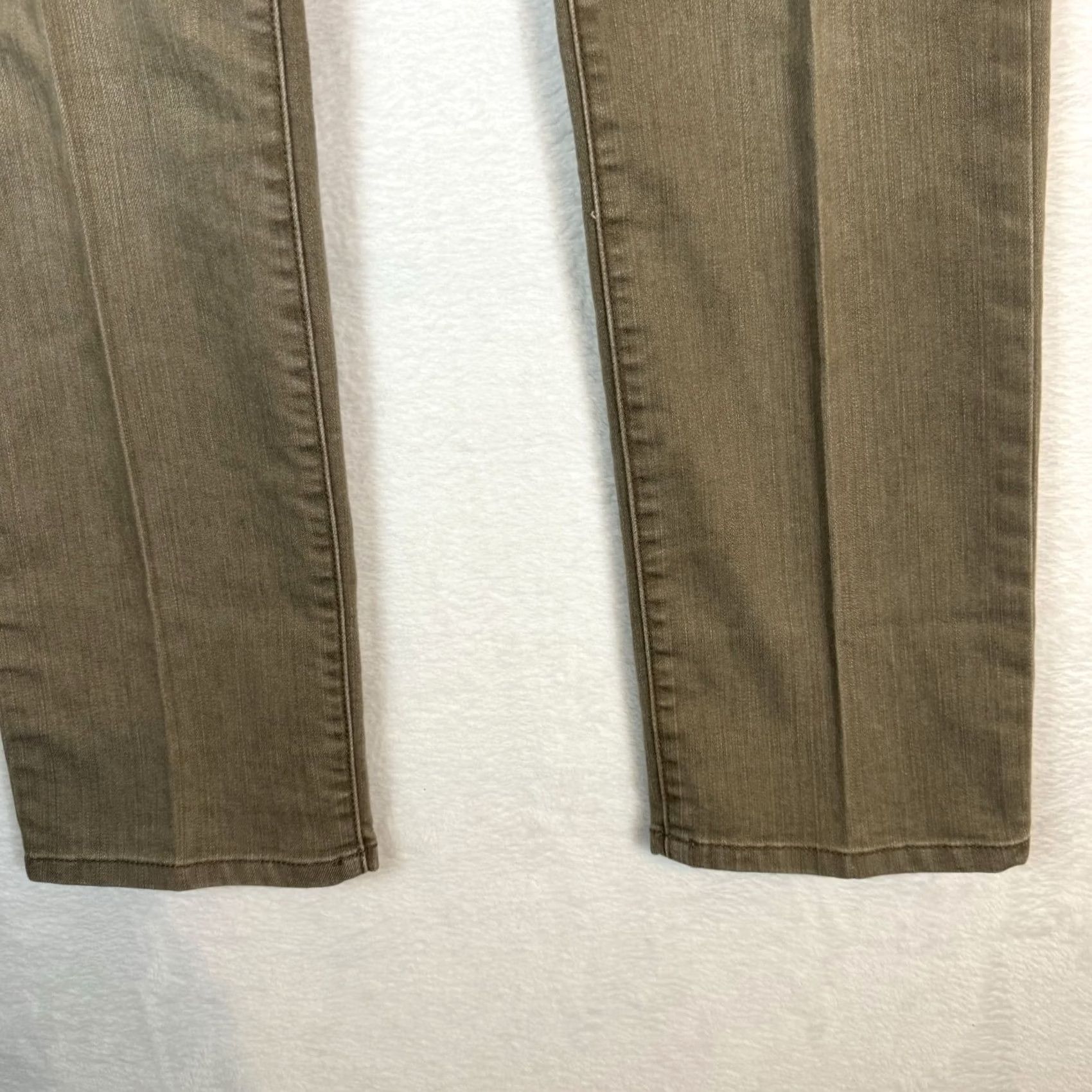 Vintage Chico's Platinum Denim Jeans Women's 0.5 XS Tan Stretch Whiskered Straight Leg Jeans Size 26" / US 2 / IT 38 - 3 Thumbnail