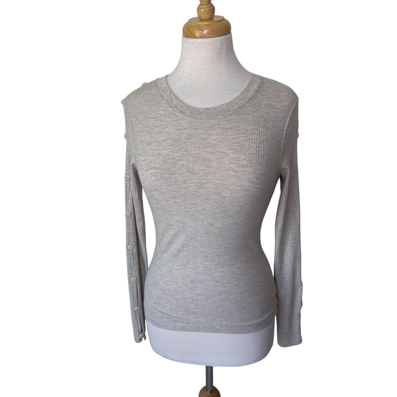 Jonathan Simkhai JONATHAN SIMKAHI Standard Ribbed Button Long Sleeve Top Size S / US 4 / IT 40 - 1 Thumbnail