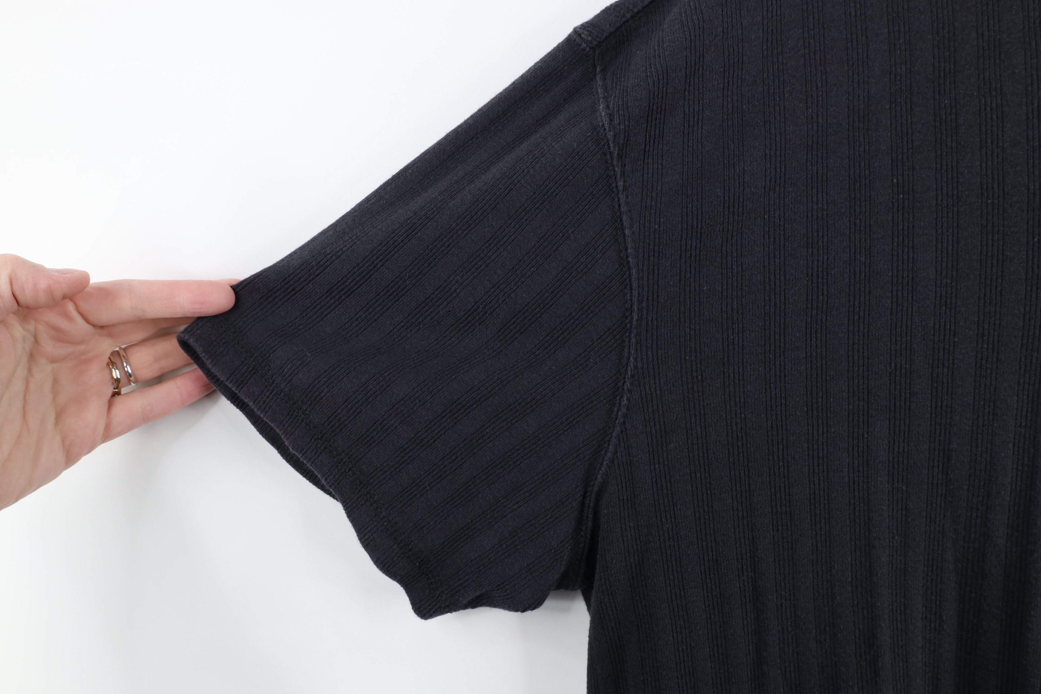 Tommy Hilfiger × Vintage Vintage 90s Tommy Hilfiger Ribbed Knit V-Neck T-Shirt Black Size US XL / EU 56 / 4 - 6 Thumbnail