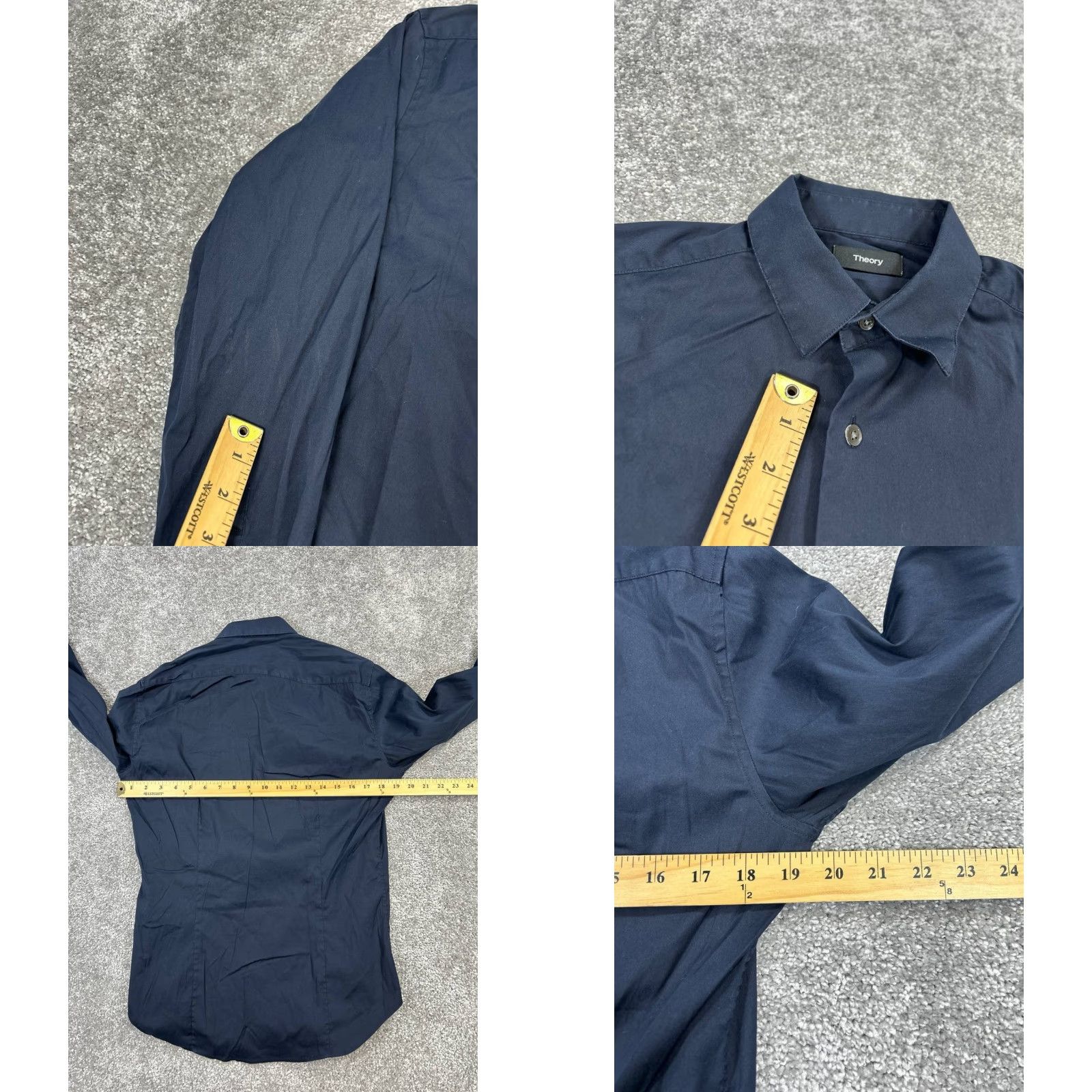 Theory Theory Shirt Mens M Blue Cotton Button-Up Collared Regular Size US M / EU 48-50 / 2 - 8 Thumbnail