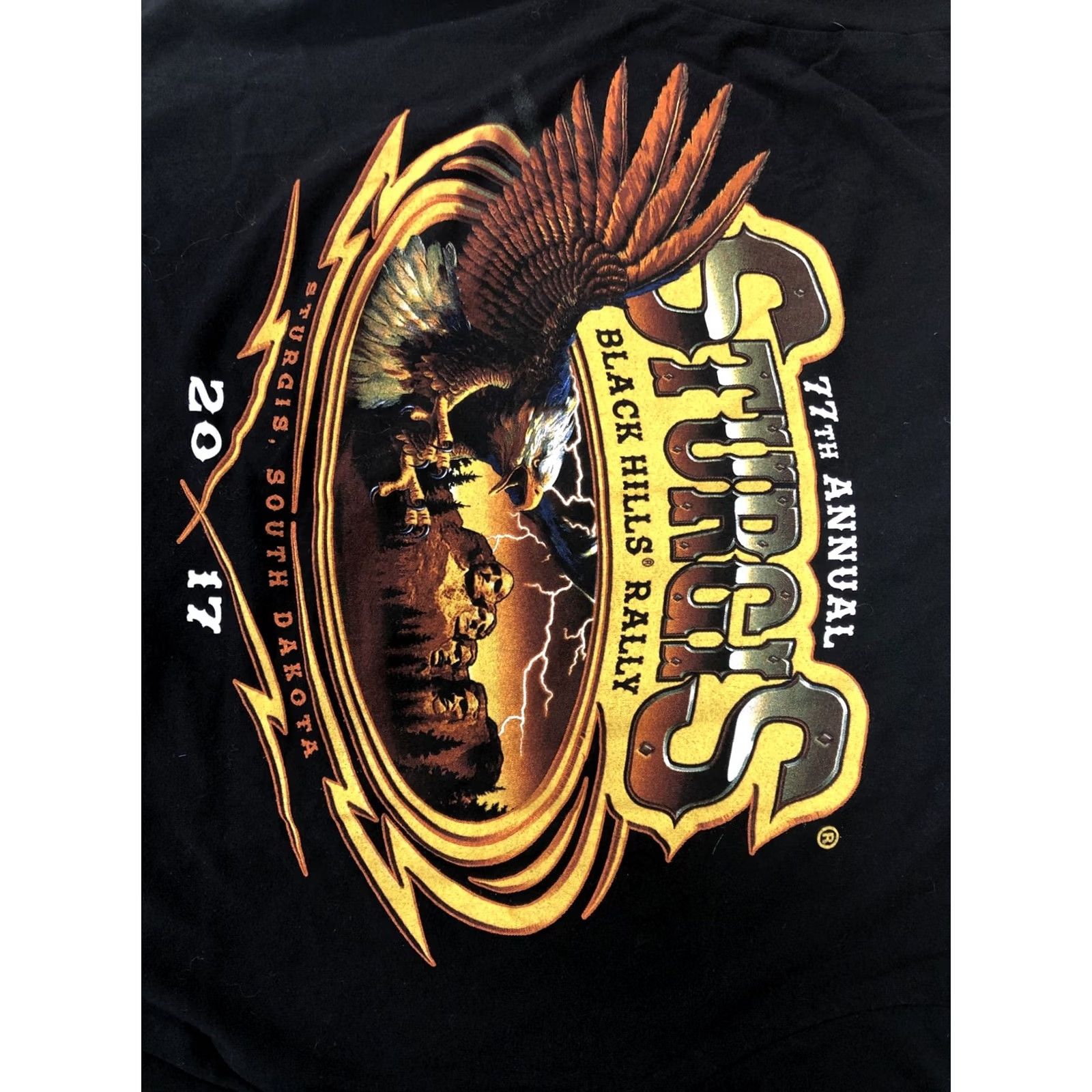 Vintage Sturgis 2017 T-shirt Black Hills Rally Eagle Mount Rushmore USA American Motorcycle Shirt M Men Size US M / EU 48-50 / 2 - 3 Thumbnail