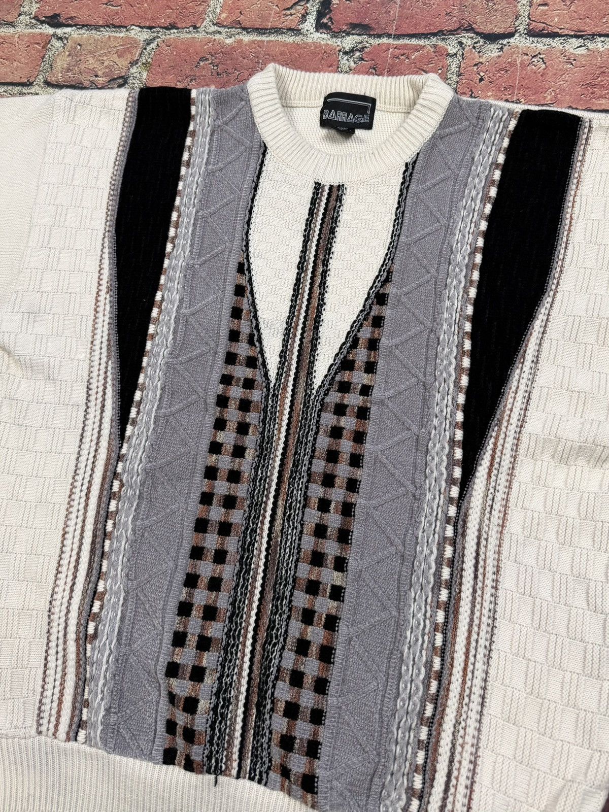 Other Vintage Barrage Sweater Geometric 3D Textured Coogie Style Size US XL / EU 56 / 4 - 3 Thumbnail