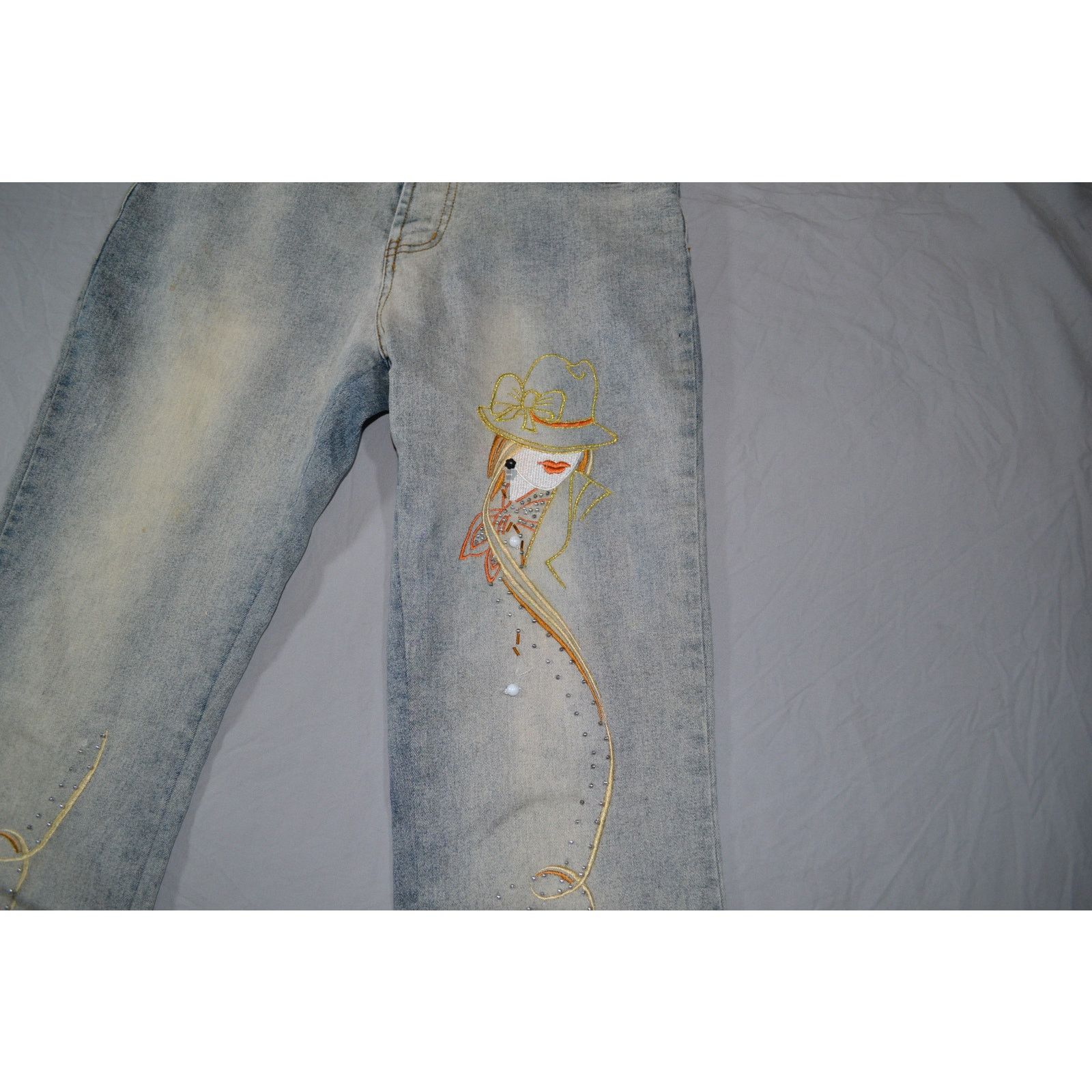 Other Ferzige Vintage Embelished Distressed Denim Jeans Y2K 1990s Size 26" / US 2 / IT 38 - 2 Thumbnail