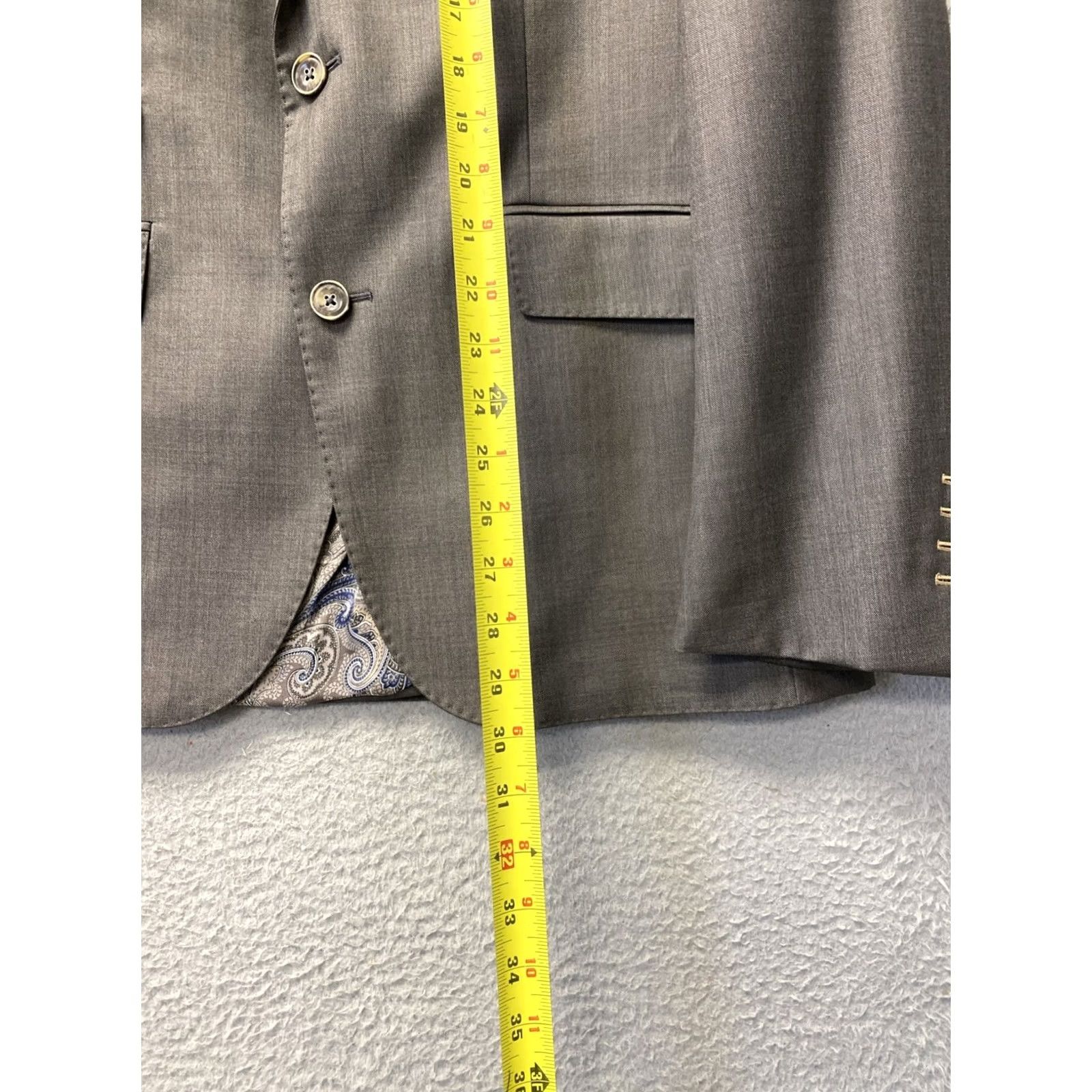 Vintage J. Hilburn Blazer Jacket Men’s 41R Gray Bronze Wool Single-Breasted Two-Button Notch Lapel Vented Back 0761 Size 42R - 5 Thumbnail