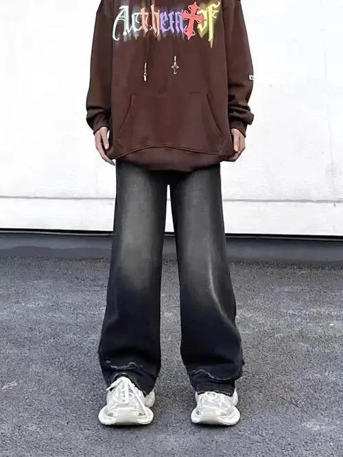 Japanese Brand × Jean Retro high street washed distressed vertical wide leg jeans Size US 32 / EU 48 - 4 Thumbnail