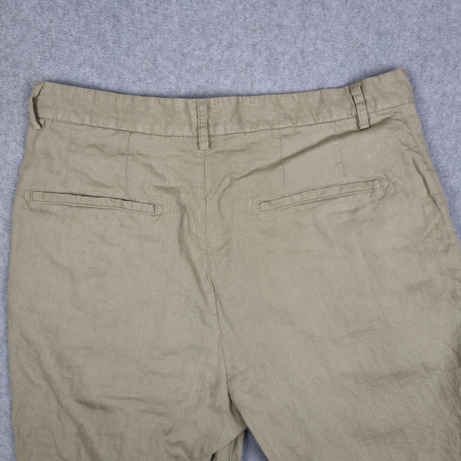 Zara Zara Large Light Beige 100% Linen Flat Front Chino Shorts Size US 32 / EU 48 - 5 Thumbnail