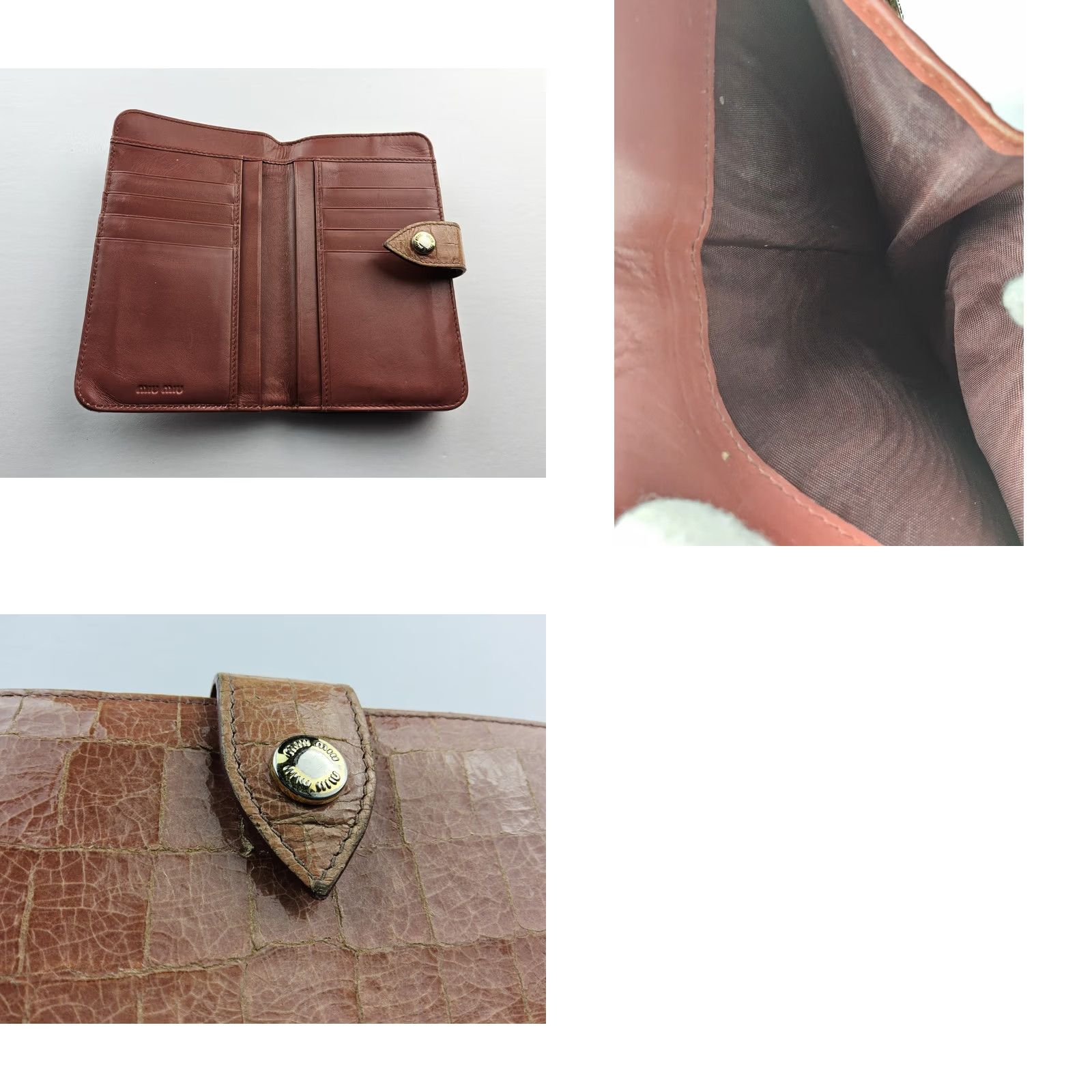 Miu Miu Miu Miu Wallet Leather Zip-Around Damaged Pink Womens 6.5x4 Size ONE SIZE - 8 Thumbnail
