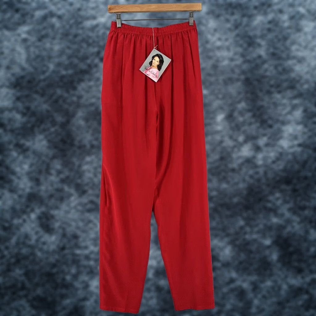 Diane von Furstenberg VINTAGE Diane von Furstenberg Silk Pants Womens Medium Red Silk Assets Elastic Waist NEW Pants Size 32" / US 10 / IT 46 - 1 Thumbnail