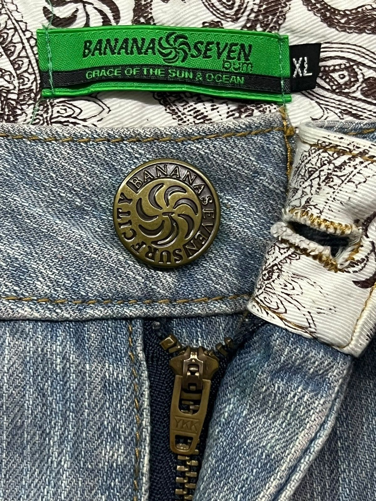 Japanese Brand Baggy Vintage 00s Banana Seven Paisley Retro Streatwear Size US 35 - 11 Thumbnail