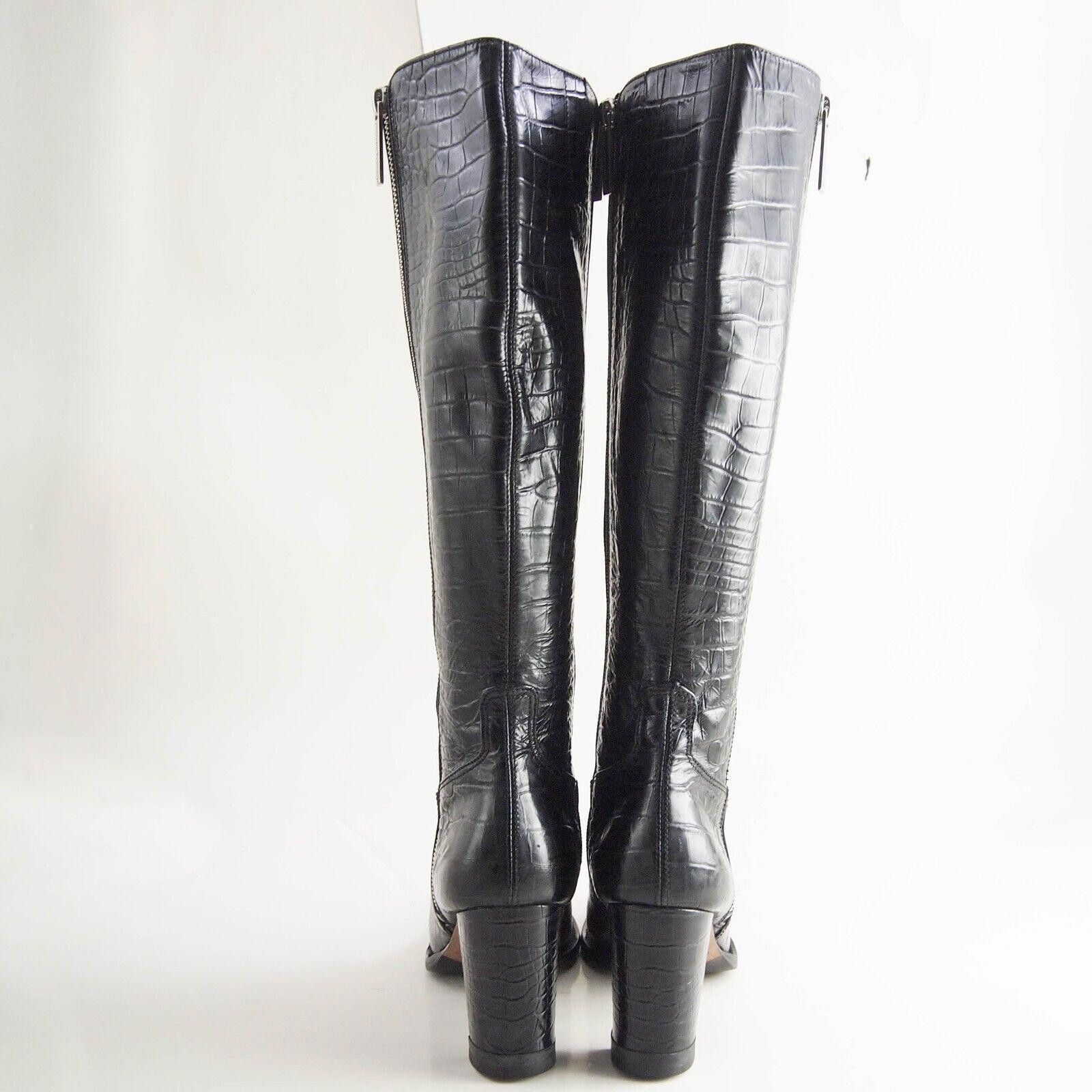Designer Luciano Padovan Boots Black Croc Leather Womens US 6 EU 36 Size US 6 / IT 36 - 6 Thumbnail
