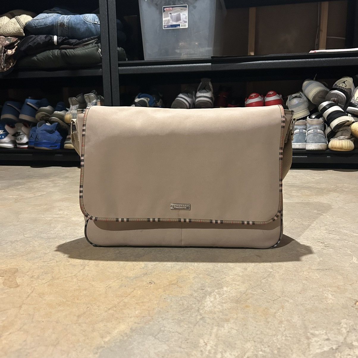 Vintage Burberry Nova Check Nylon Messenger Bag