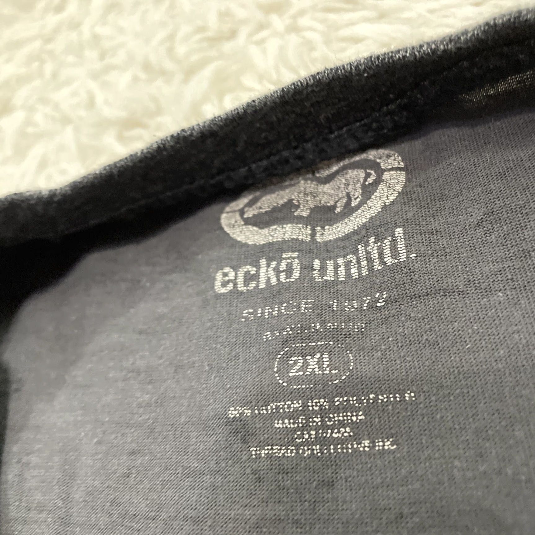 Ecko Unltd. MARC ECKO Unltd. Shirt Men 2XL Gray Camo Y2k Cut & Sew Graphic Spellout Tee Size US XXL / EU 58 / 5 - 7 Thumbnail
