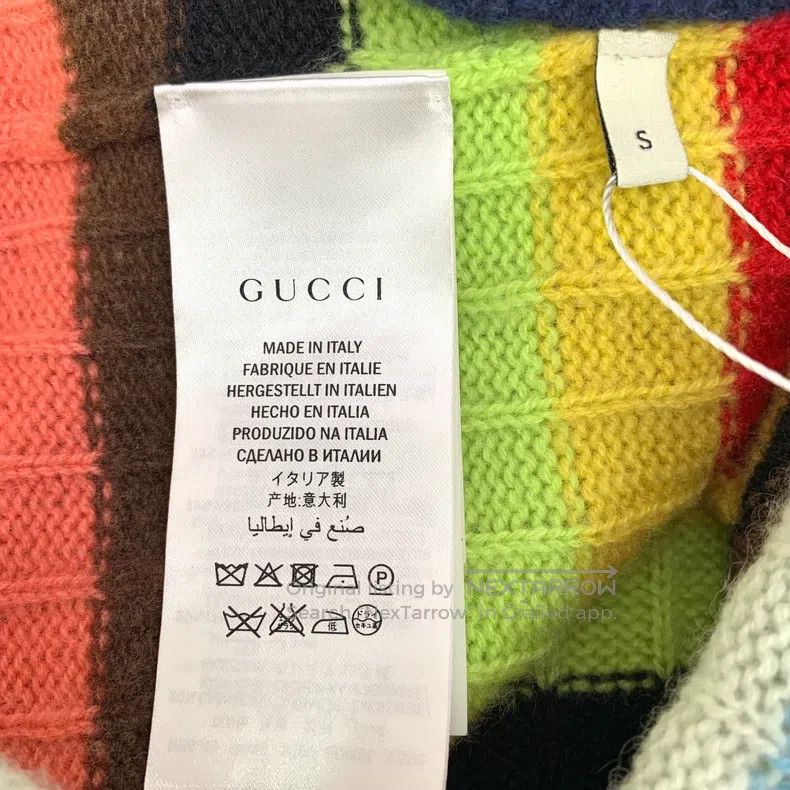Gucci Gucci Colourful striped cashmere V-neck single-breasted lo Size S / US 4 / IT 40 - 6 Thumbnail