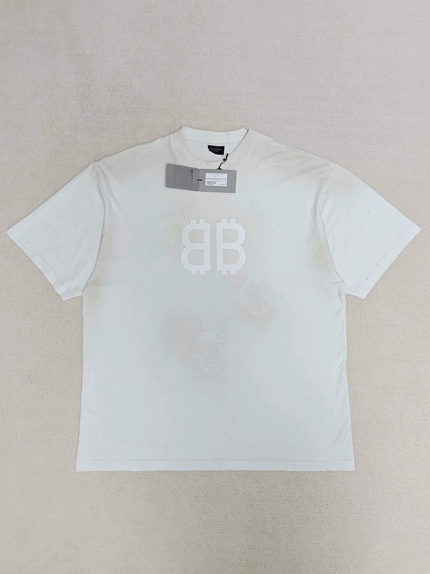 Balenciaga 23FW Mud Stained Bitcoin Doing Old Destruction Short Sleeve