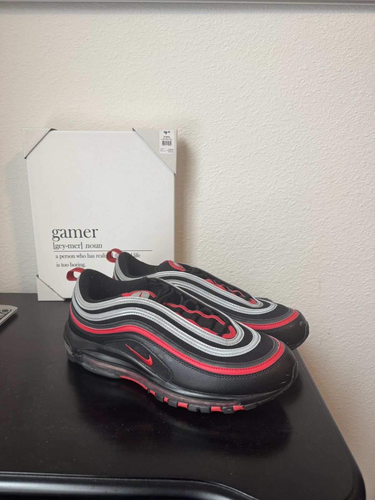 Nike Nike Air Max 97 Black Red Silver Size US 12 / EU 45 - 2 Thumbnail