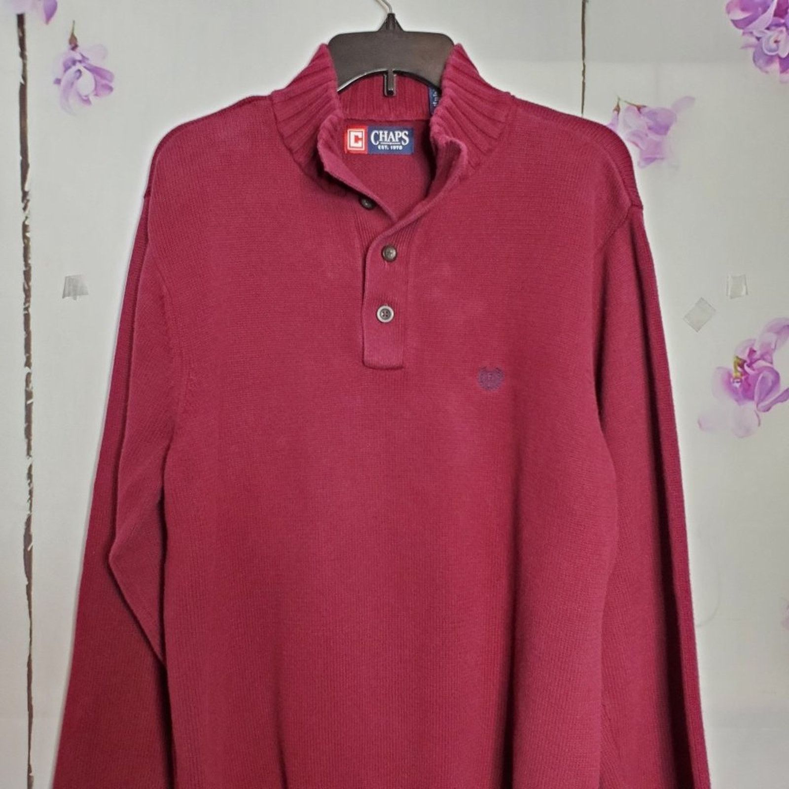 Chaps Chaps Button-Mock Heavyweight Knit Sweater L Size US L / EU 52-54 / 3 - 10 Thumbnail