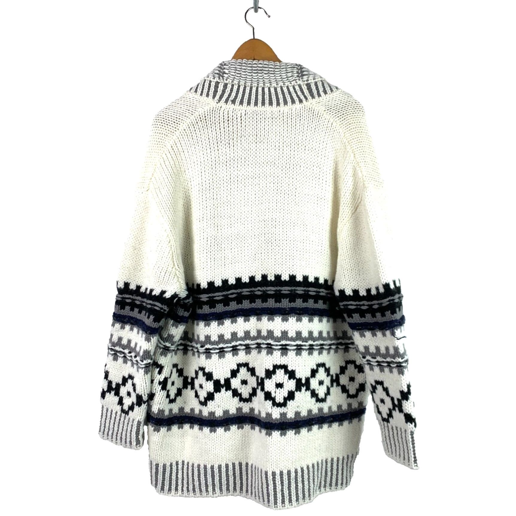 Gap Gap Cardigan Sweatshirt Wool Blend Open Front Southwestern Geometric M/L Womens NWT White" Size M / US 6-8 / IT 42-44 - 4 Thumbnail