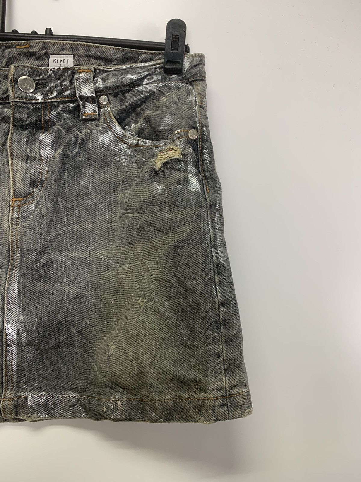 Japanese Brand Rivet & Blue Distress Short Skirt Size 28" / US 6 / IT 42 - 3 Thumbnail