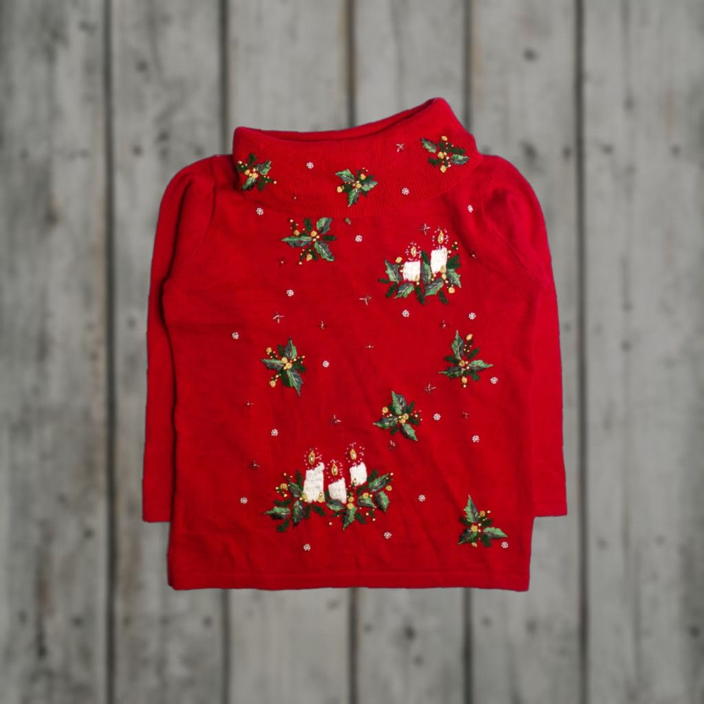 Vintage VINTAGE Red Ugly Christmas Sweater 60497 XL Ramie Cotton Victoria Jones Christmas Red Womens Mens XX L? Size XL / US 12-14 / IT 48-50 - 1 Thumbnail