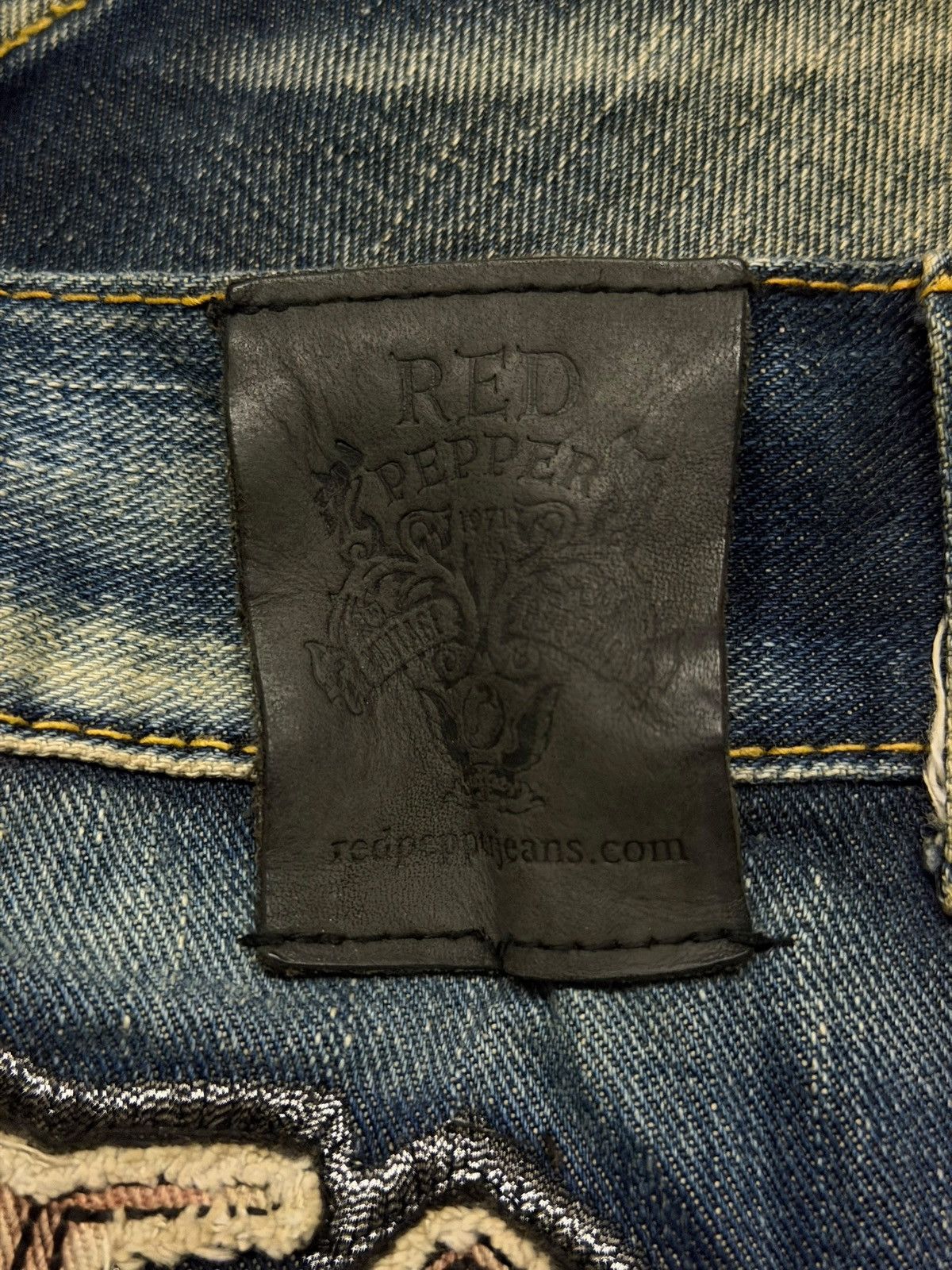 Japanese Brand Vintage Red Pepper Japan & Co | Y2K Heavy Fade Studded | W35 Size US 35 - 12 Thumbnail