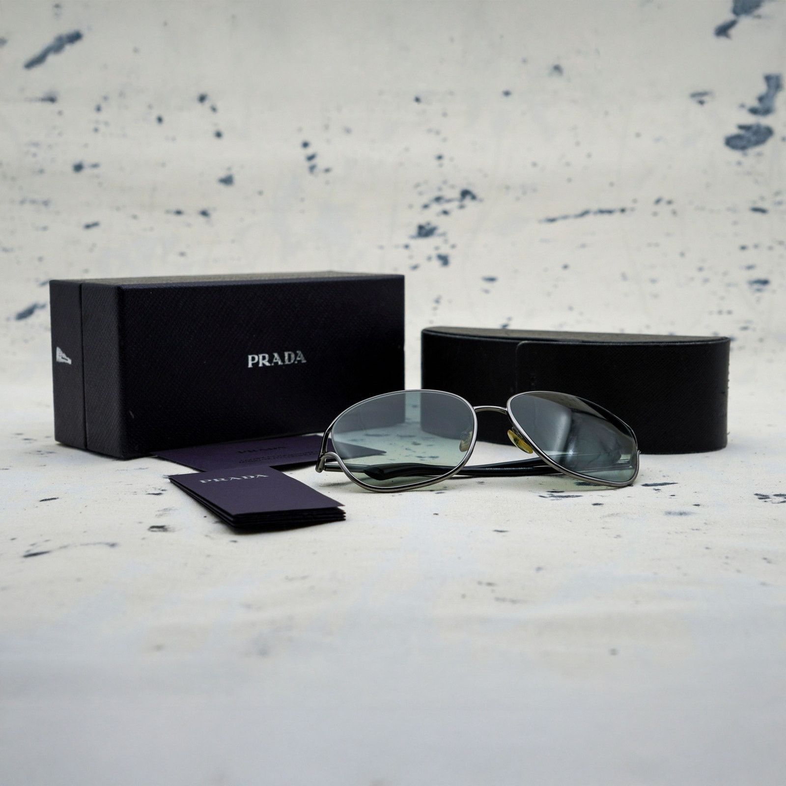 Prada Vintage prada gradient metal frame aviator logo sunglasses Size ONE SIZE - 9 Thumbnail