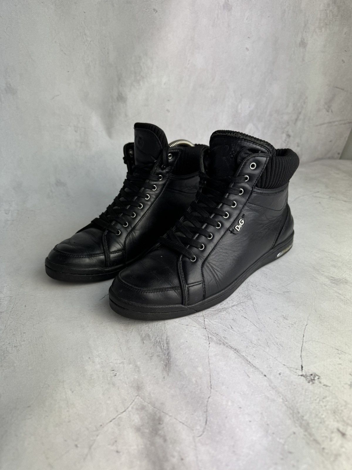 Dolce & Gabbana Dolce & Gabbana Mouse High Top Sneakers Black Leather Size US 8.5 / IT 38.5 - 2 Thumbnail